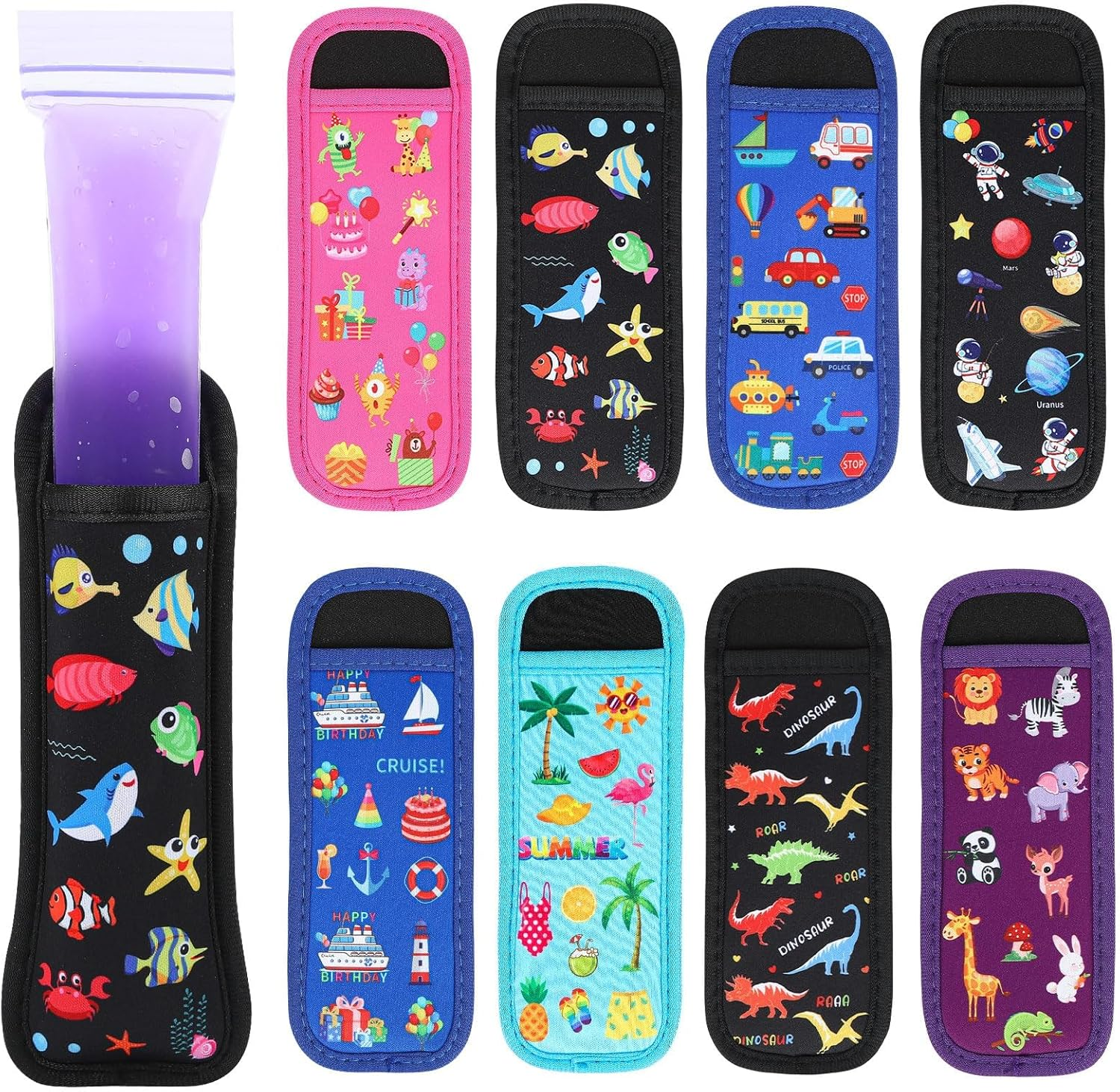 JANYUN 24 Pack Reusable Popsicle Bags Ice Pop Sleeves Antifreezing Sleeves (Multicolor)