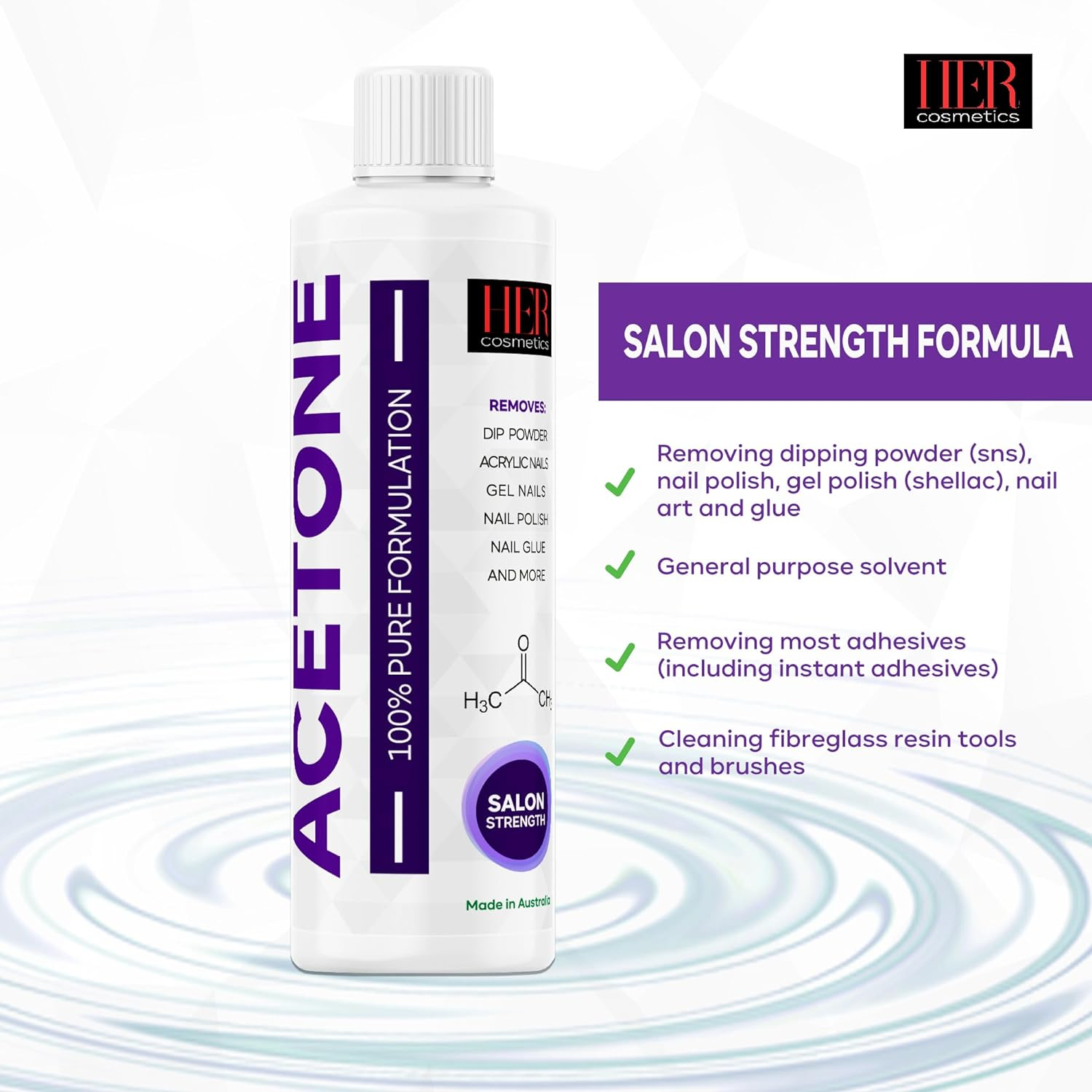 100% Pure Acetone Gel Acrylic Nail Polish Soak off Remover 250Ml and 100% Pure Isopropyl Alcohol IPA Cleaner & Rubbing Alcohol 250Ml | Heavy-Duty Multi-Purpose Cleaner & Disinfectant image number 3