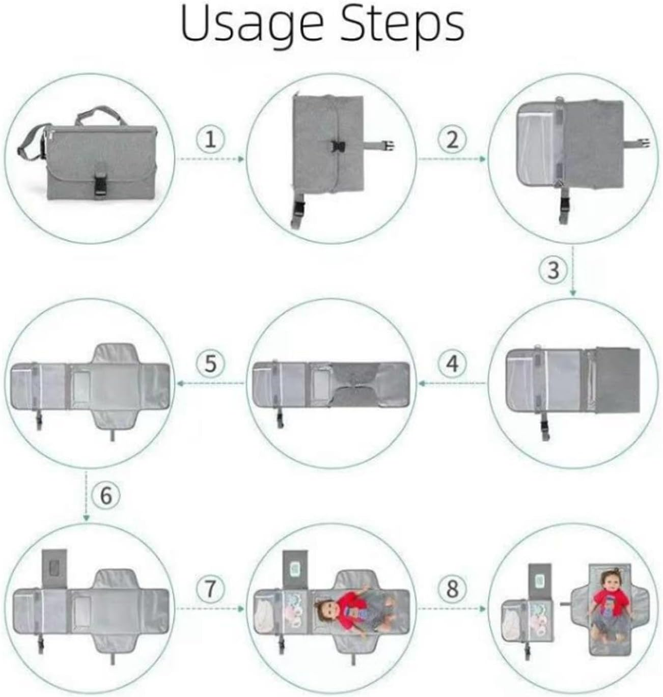 Travel Diaper Changing Mat | Oxford Cloth Diaper Changing Mat | Foldable Diapering Changing Mat | Portable Waterproof Diaper Pad | Multi-Functional Changing Station for Traveling image number 2