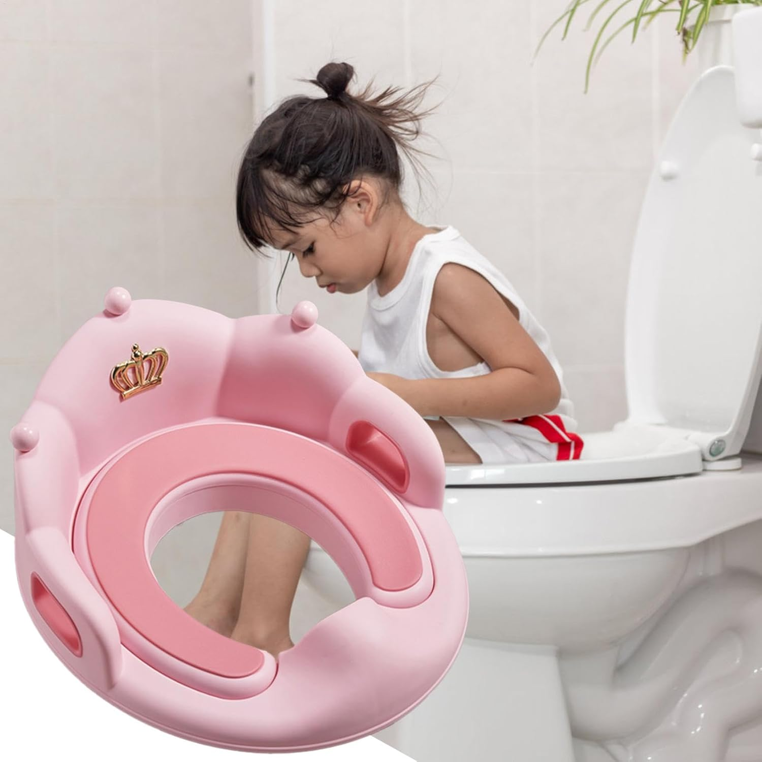 Kids Potty Training Toilet | Crown Shape Anti-Slip Toilet Seat Cushion Pad,Toilet Ring Safe Stable Potty Training Padded Cushion Travel Toilet Seat for Girls, Boys, Toddler, Kids - Yellow image number 2