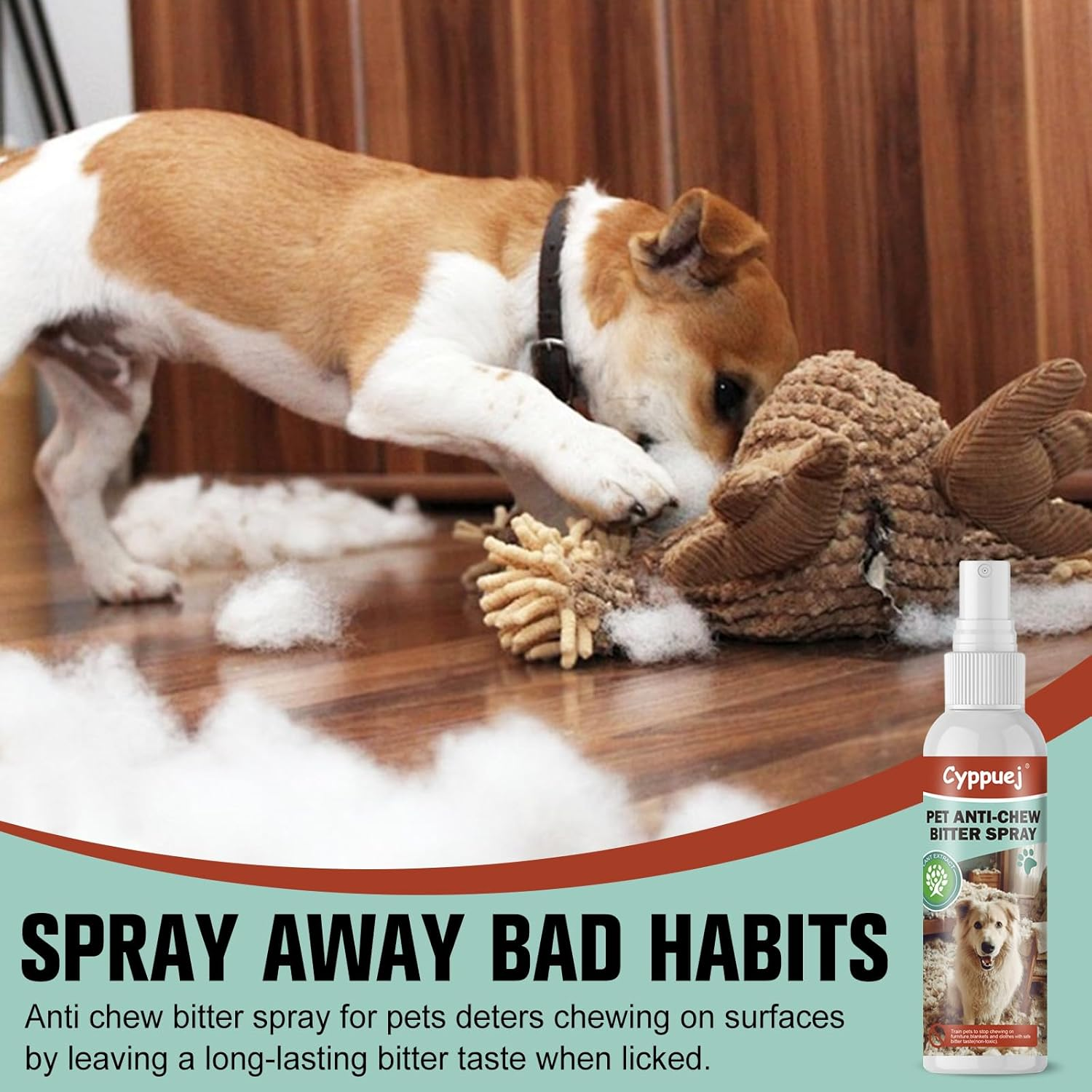 No Chew Spray for Dogs Cats,Bitter Apple Spray for Puppy to Protect Furniture Shoes Belongings, Natural Dog anti Bite Training Aid Stops Chewing and Licking(2X4.06Fl.Oz),Non-Toxic, Alcohol-Free image number 6