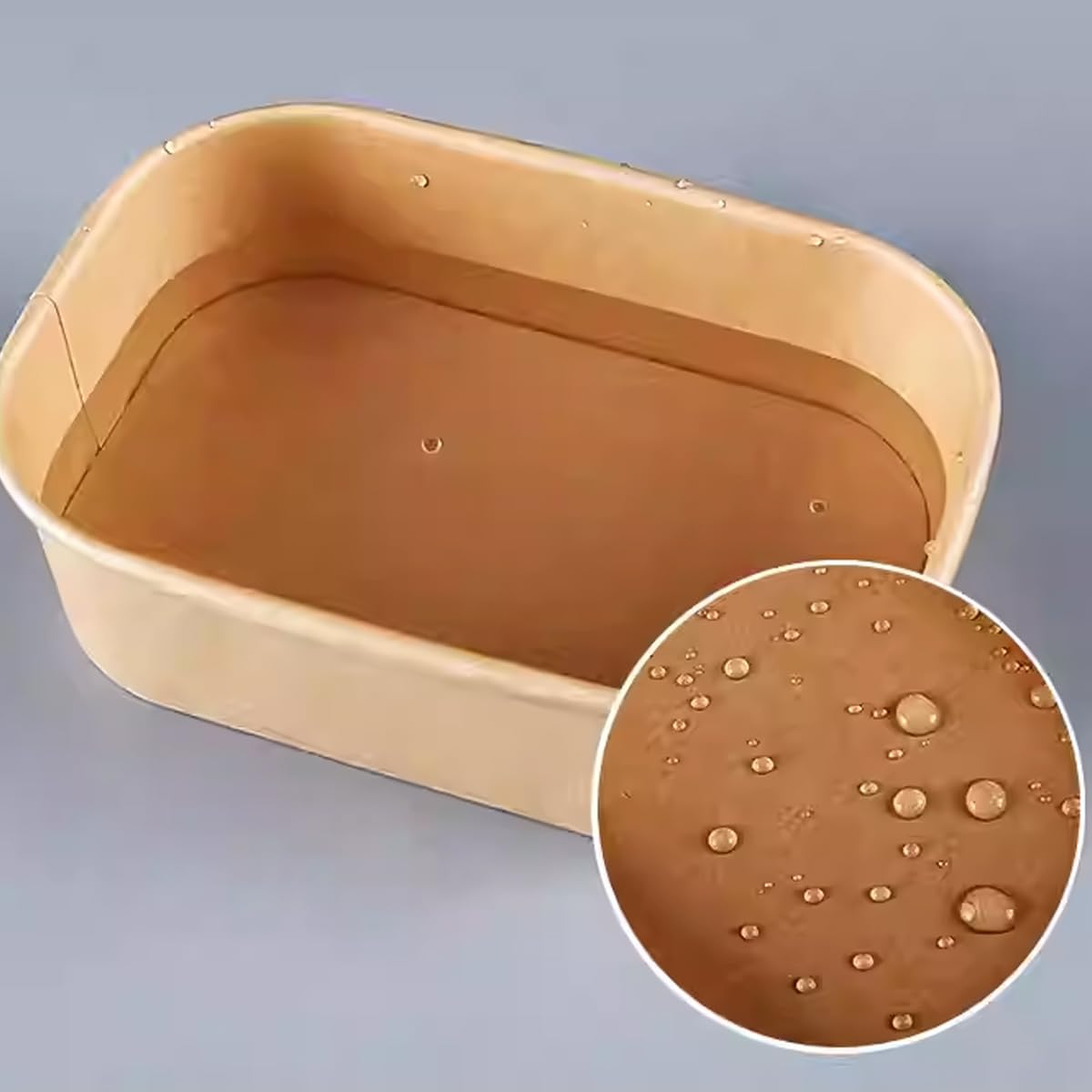 AIMALL 50Pcs Kraft Paper Lunch Boxes - Disposable Picnic & Camping Food Containers - Microwave Safe, Leakproof & Thickened for Fast Food, Fruit Bowls, Takeout & Tableware - 580Ml, 650Ml, 750Ml, 1000Ml image number 5