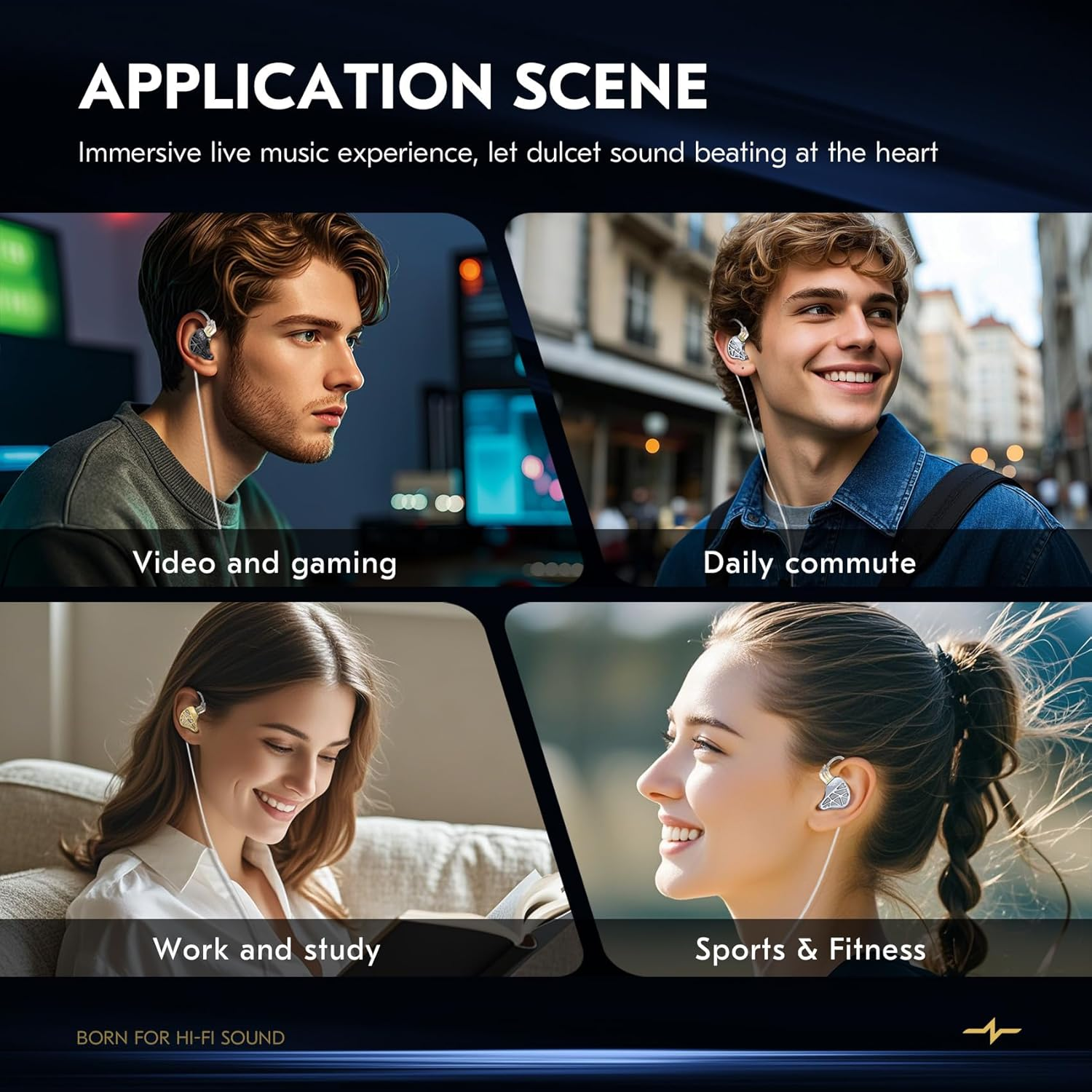 KEEPHIFI CCZ MC04 In-Ear Monitor Wired Earphones, IEM Headphones Balance in Various Frequency Ranges, 10 Mm Large Cavity Composite Magnetic DD & 1BA, Comfort Patented Ear Fin Head image number 4