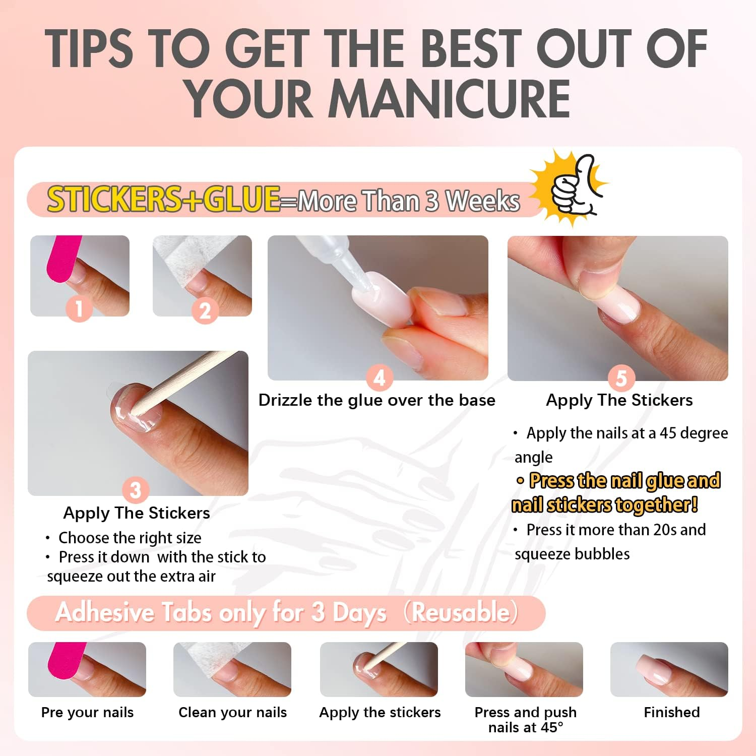 KXAMELIE Black French Press on Nails Almond Medium, Acrylic Press on Nails Naked with Daisy Fake Nails Youth Nails Stick on for Manicure image number 4