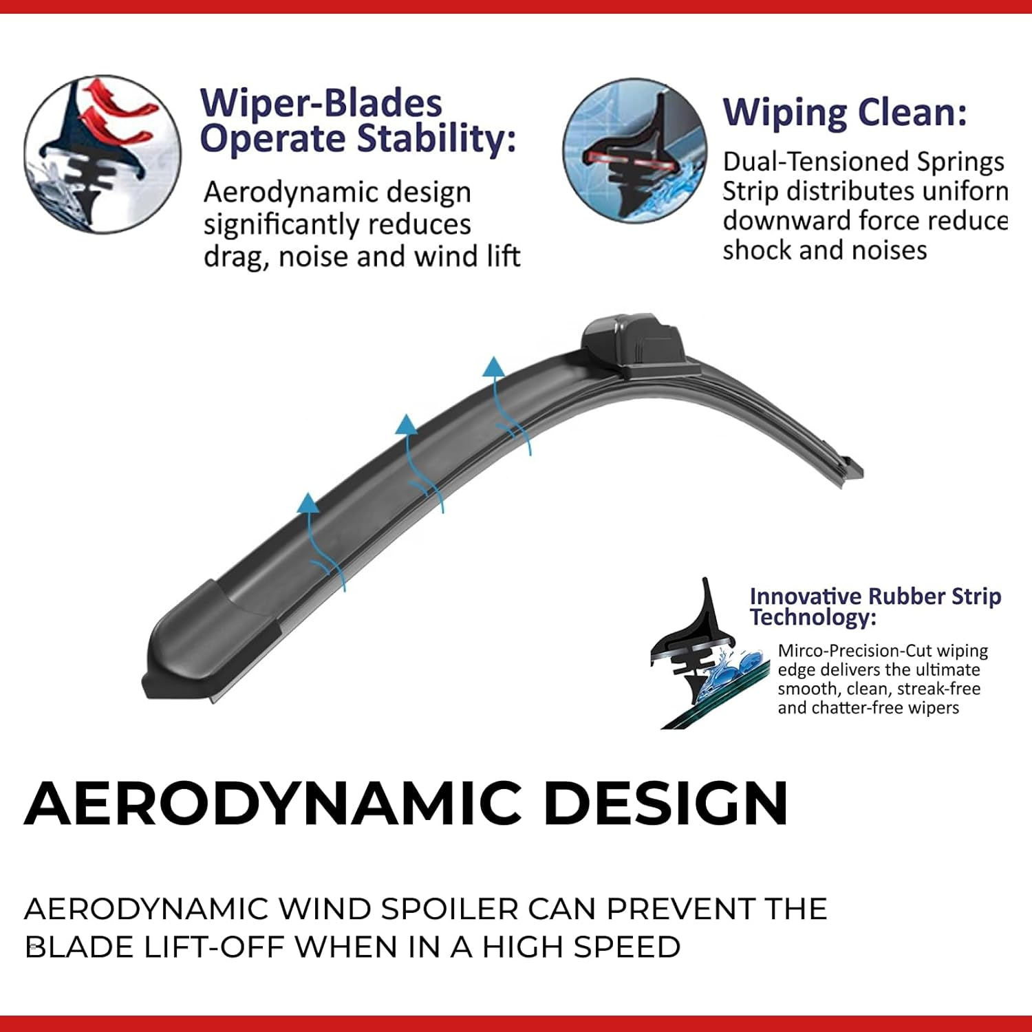 Acatana Premium Wiper Blades for Honda Civic FC 2016-2021 Pack of 26" + 18" Inches Front Windscreen Automotive Replacement Set Driver Passenger Side Windshield Pair Rubber Wipers (2 Pcs Set) image number 3