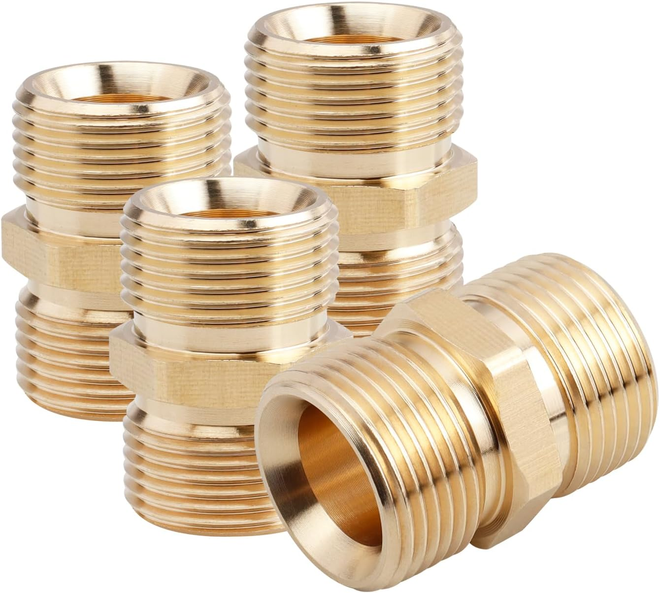 4 Pcs M22-14Mm Pressure Washer Hose Connector, Quick Connect Hose Extension Coupler, 5000 PSI Heavy Duty Brass High-Pressure Washer Hose Adapter Fitting image number 6