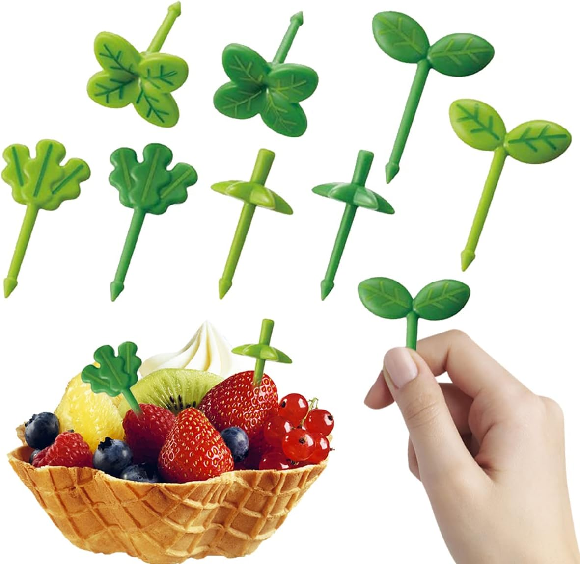 Yamibobo 8Pcs/Set Leaves Fruit Fork Kids Snack Dessert Decoration Forks Toothpick Lunch Salad Decoration Accessories Cake Picks image number 5