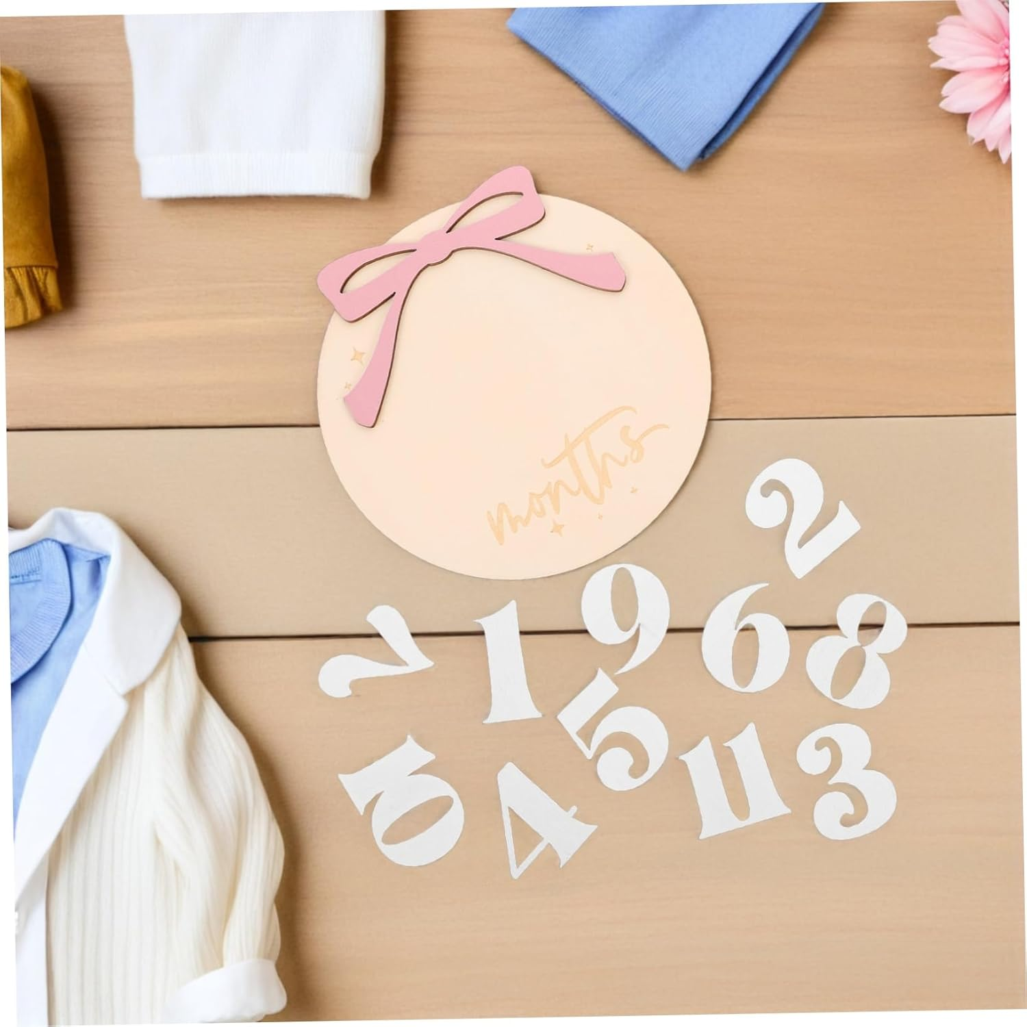 Hohopeti Newborn Calendar Monthly Milestone Wooden Discs for Photoshoots Growth Documentation Boy Girl Milestone Signs image number 6
