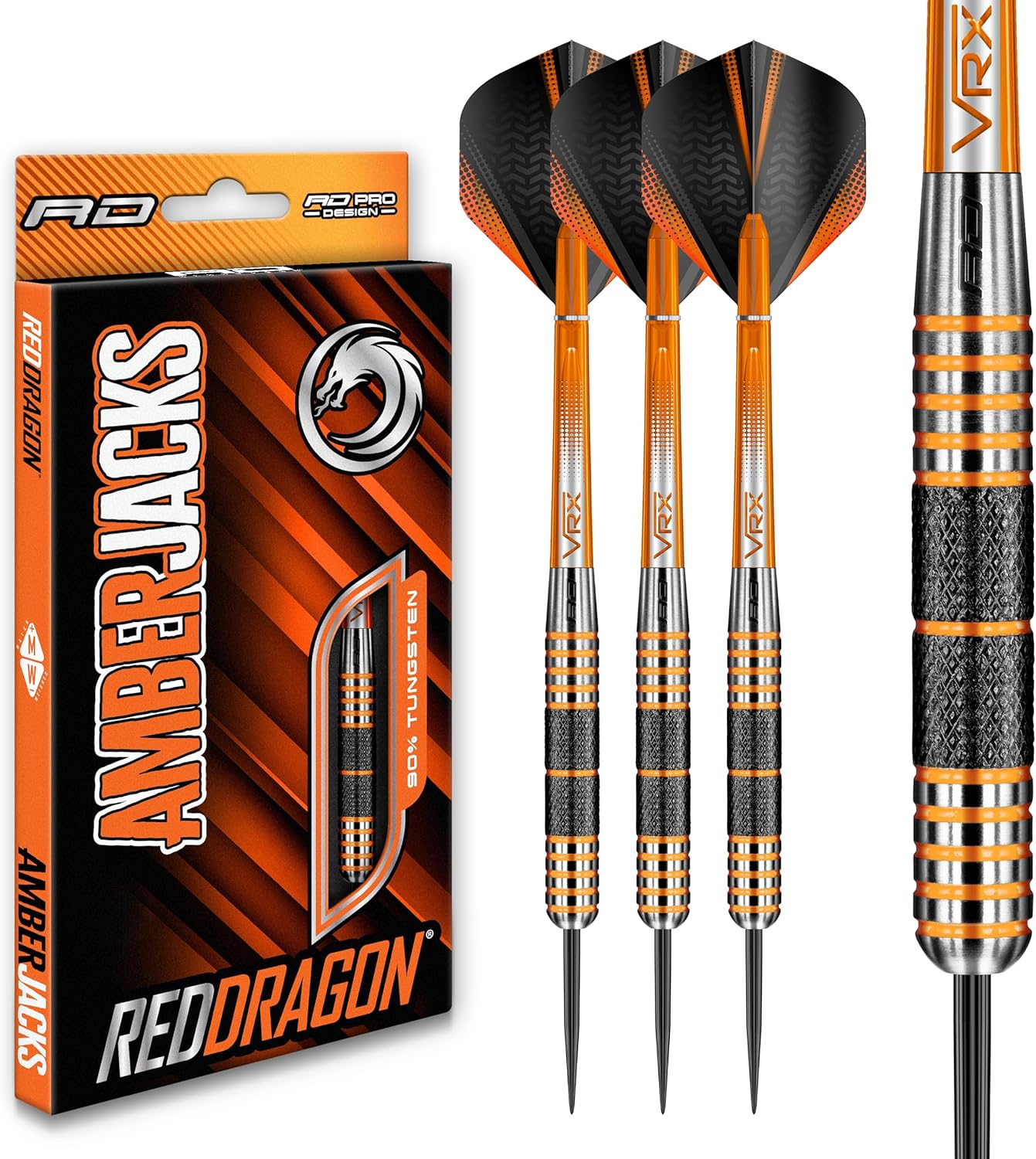 RED DRAGON Amberjack 24G, 26G, 28G or 30G Tungsten Darts Set with Flights and Stems