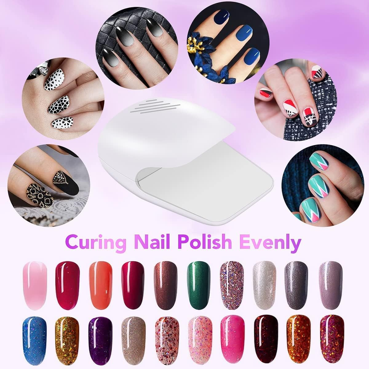 Mini Nail Dryer Portable Nail Lamp for Regular Nail Polish Nail Fan Dryer Battery Operated Nail Art Polish Machine Quick-Drying Nail Art Safe Tools for Women Kids image number 6