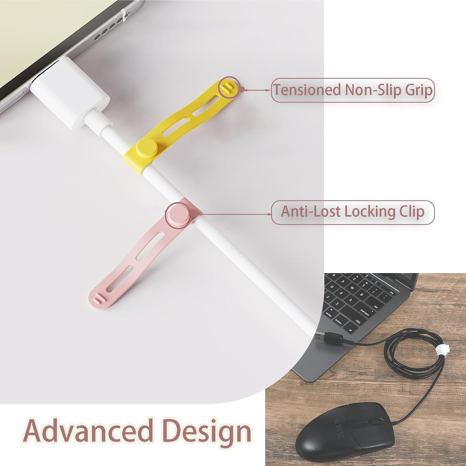 ONBPIY Reusable Silicone Cable Ties 14Pcs 7 Colors Adjustable Cord Organiser & Wire Organiser for Phone Charger Computer Cables image number 1