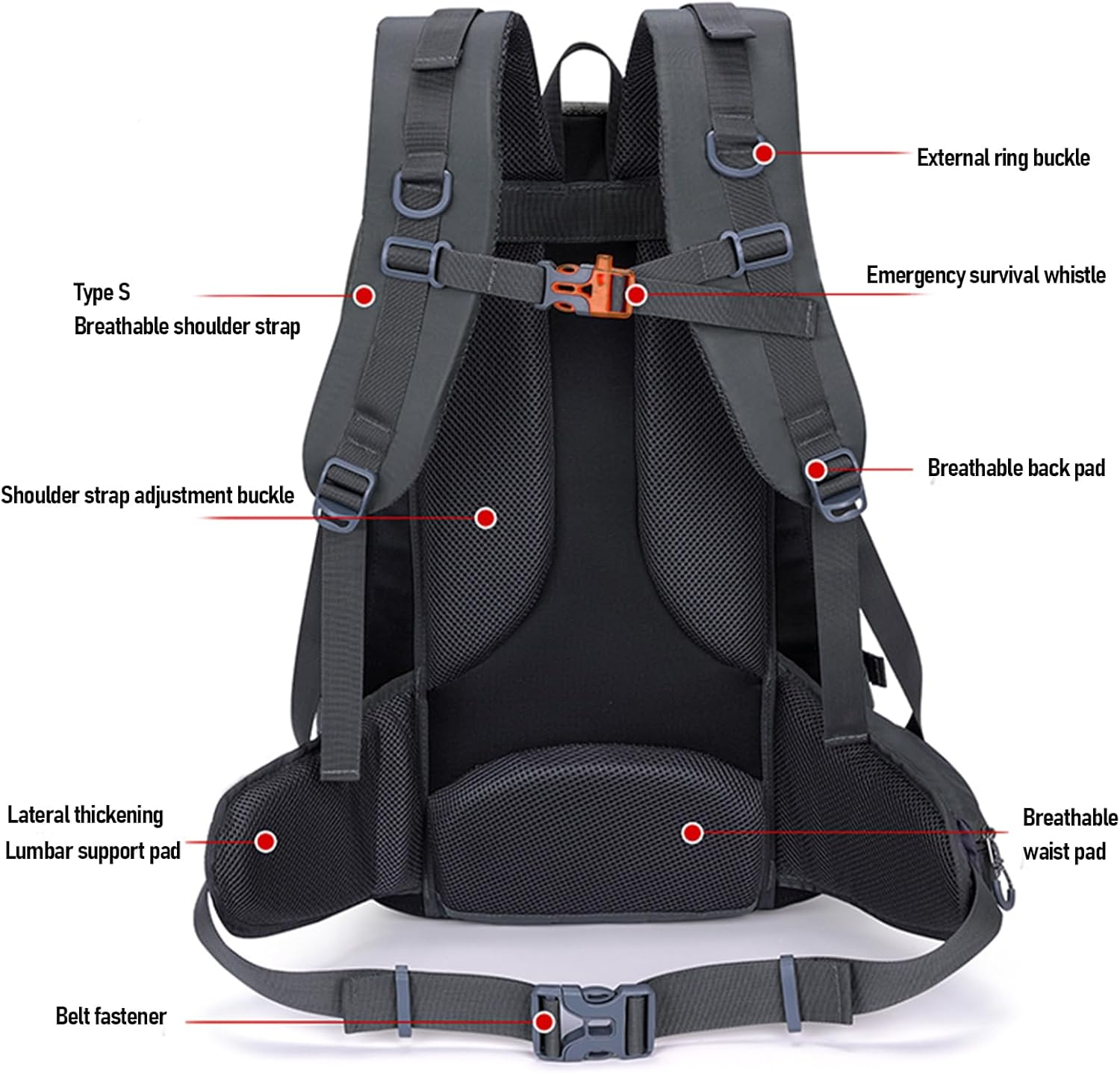 Vacuum Backpack, 43L Large Waterproof Travel Vacuum Compression Backpack (18-20Pcs Spring and Autumn Clothes) with 16 Inch Laptop Compartment & Air Pump & Reflective Strip (Black)