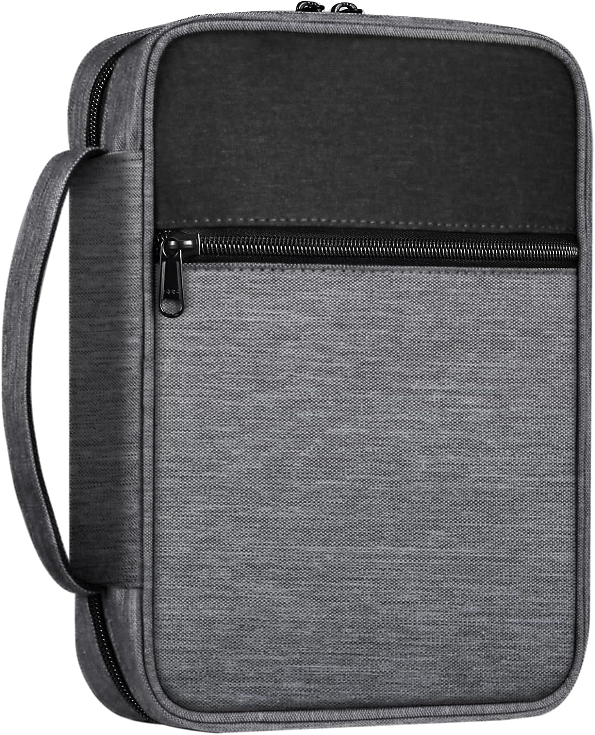 FINPAC Bible Cover, Carrying Book Case Church Bag Bible Protective with Handle and Zippered Pocket, Mother Kids Girls Women (Black)