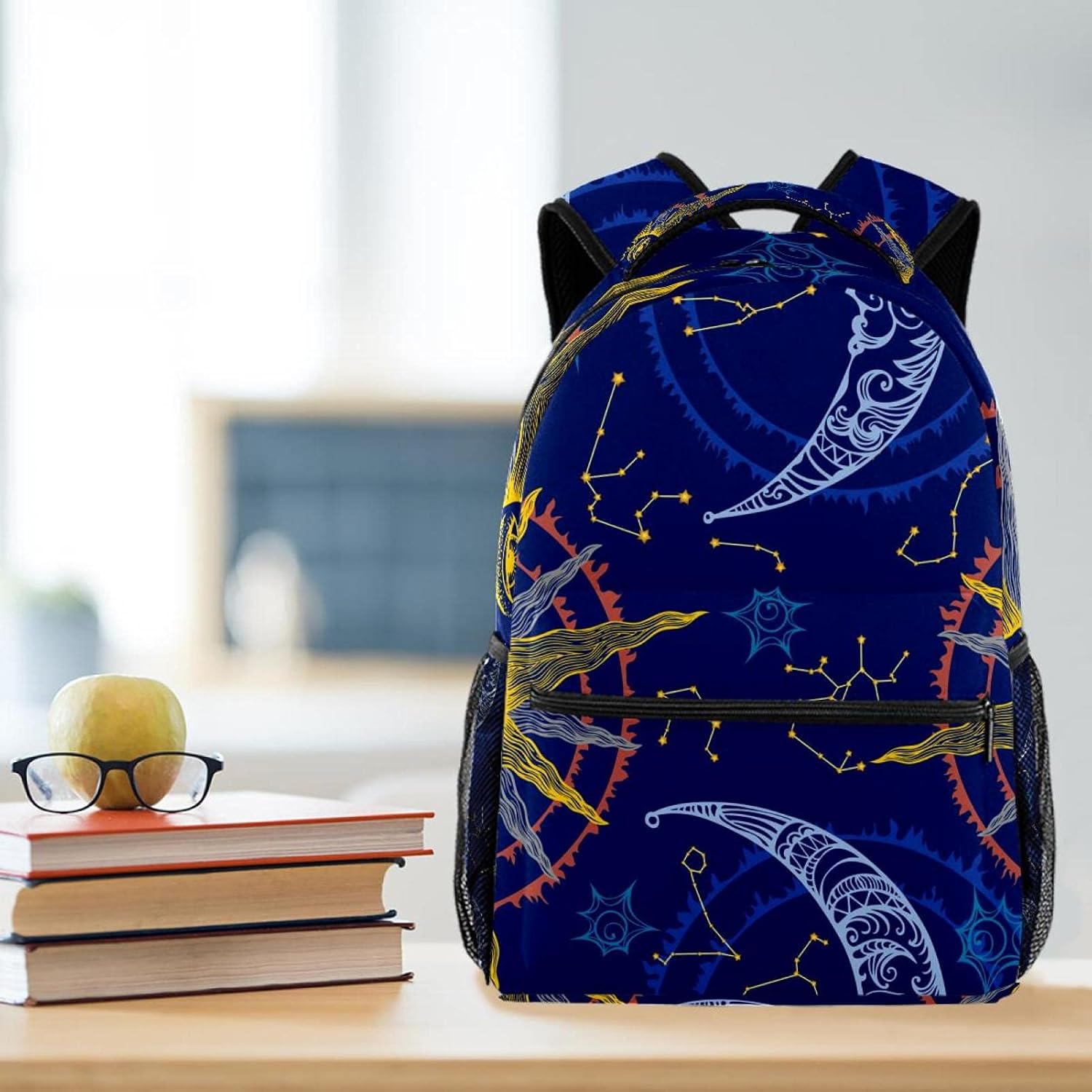Zodiac Moon and Sun Backpack Students Shoulder Bags Travel Bag College School Tote Backpacks image number 5