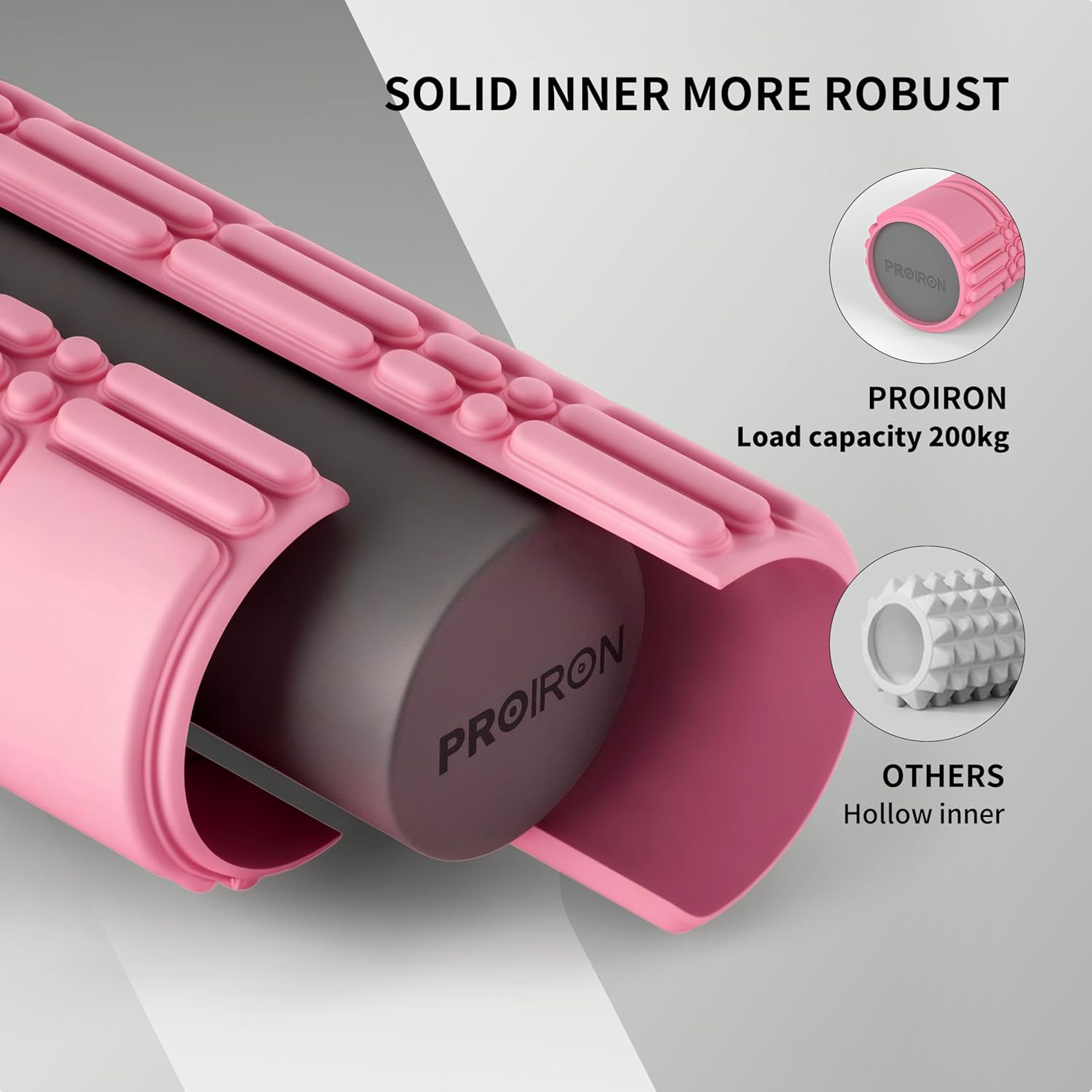 PROIRON Upgraded Foam Roller (A Jelly-Like Touch), 42 * 13CM Patented Medium Density Deep Tissue Massage Roller Body Roller for Exercise, Yoga & Pilates -Pink