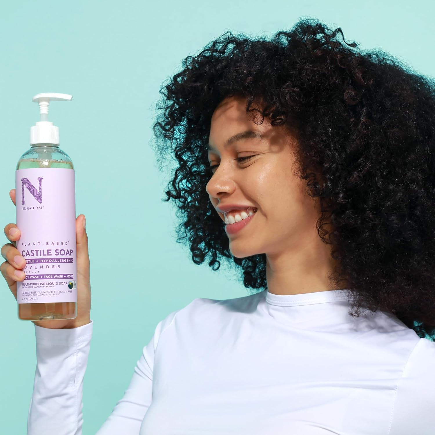 Dr. Natural Castile Liquid Soap - Multi-Use Body Wash, Shampoo and Face Wash - Hydrating Body Soap for Skin, Hair, Pets and Home - Lavender - 473 Ml image number 5