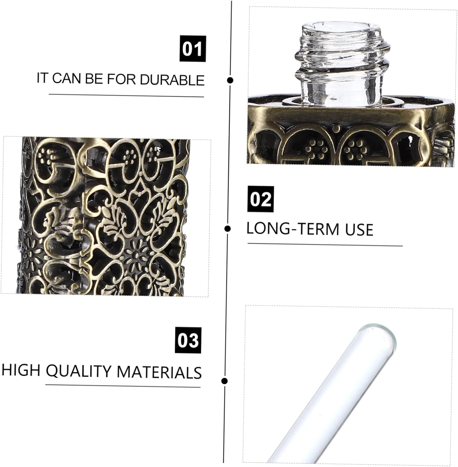 3Pcs Essential Oil Bottle Perfume Spray Bottles Hollow Engraving Cosmetic Dispenser for Travel and Daily Use