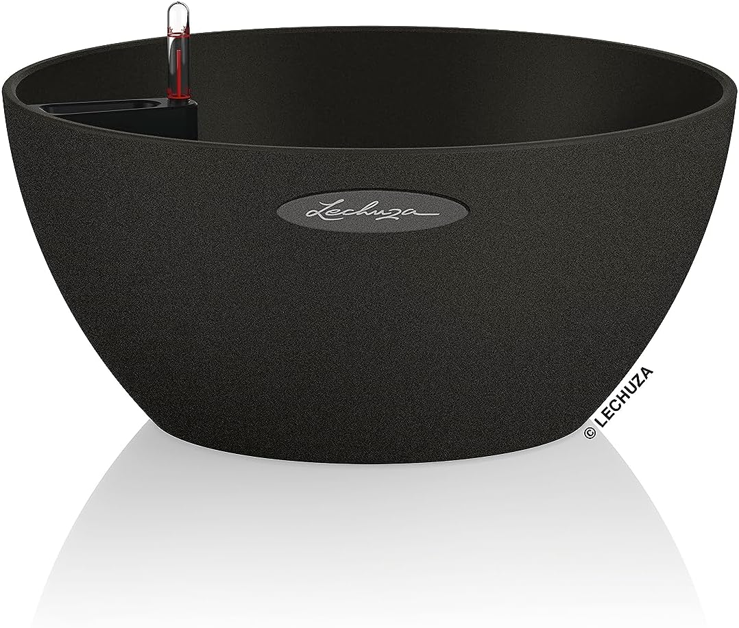 Lechuza Cubeto Color 30 All-In-One Bowl Shape Planter, Black image number 4