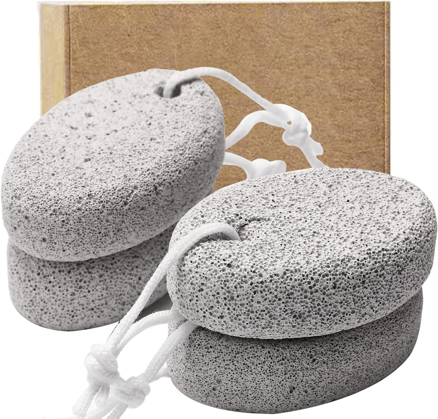 Borogo 4-Pack Natural Pumice Stone for Feet, Lava Pedicure Tools Hard Skin Callus Remover for Feet and Hands - Natural Foot File Exfoliation to Remove Dead Skin, Heels, Elbows, Hands image number 1