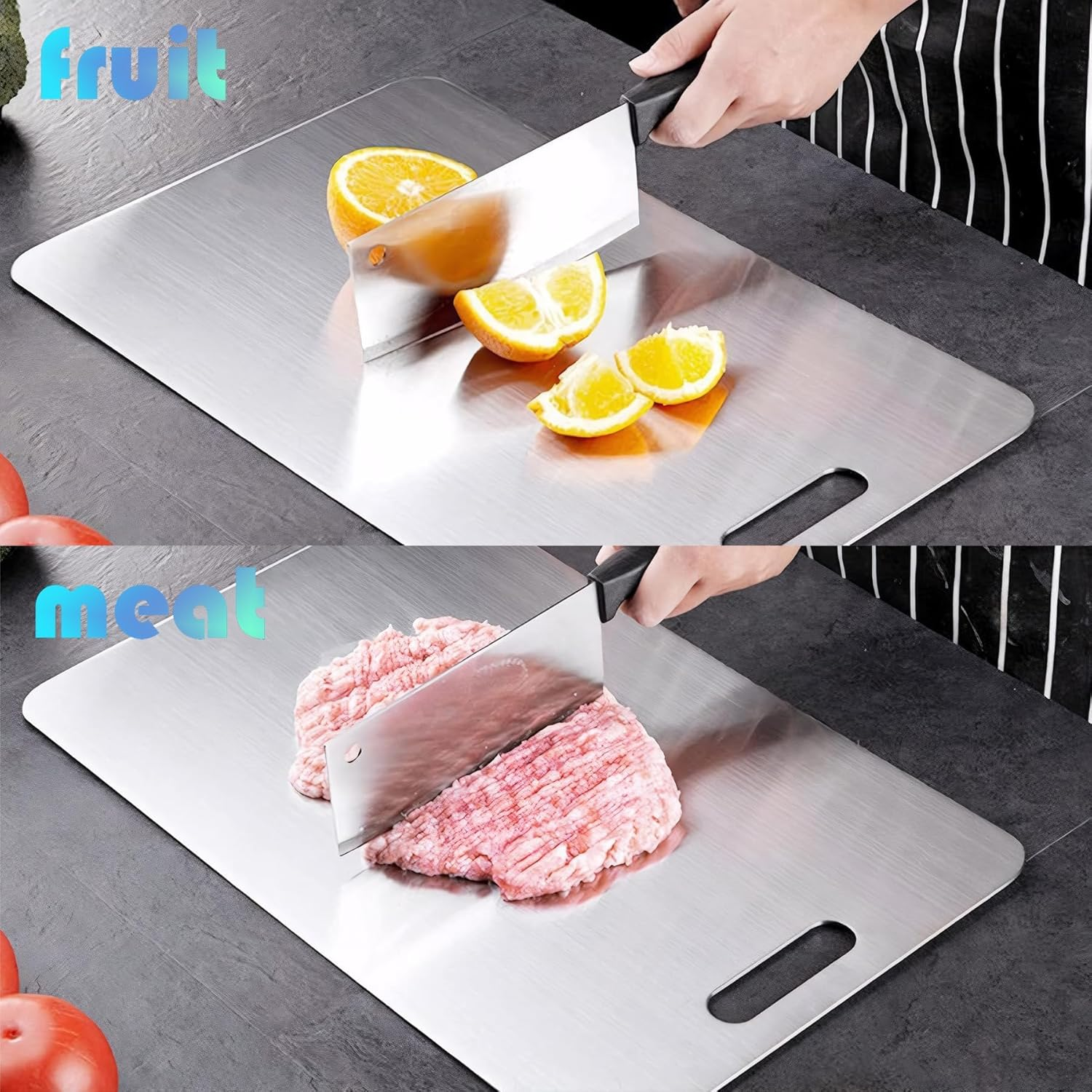 Stainless Steel Cutting Board - a Durable and Sleek Cutting Board,Ultra-Durable, Eco-Friendly, and Stylish Kitchen Essential for Effortless Food Prep (4Pcs) image number 2