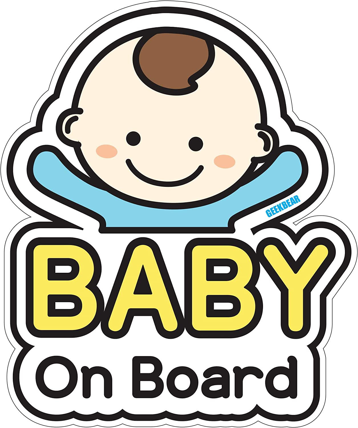 GEEKBEAR Baby on Board Sticker for Cars - Magnet, Sign, Decal - Cute and Funny Baby in Car Sticker (05. Cute Alien Boy)