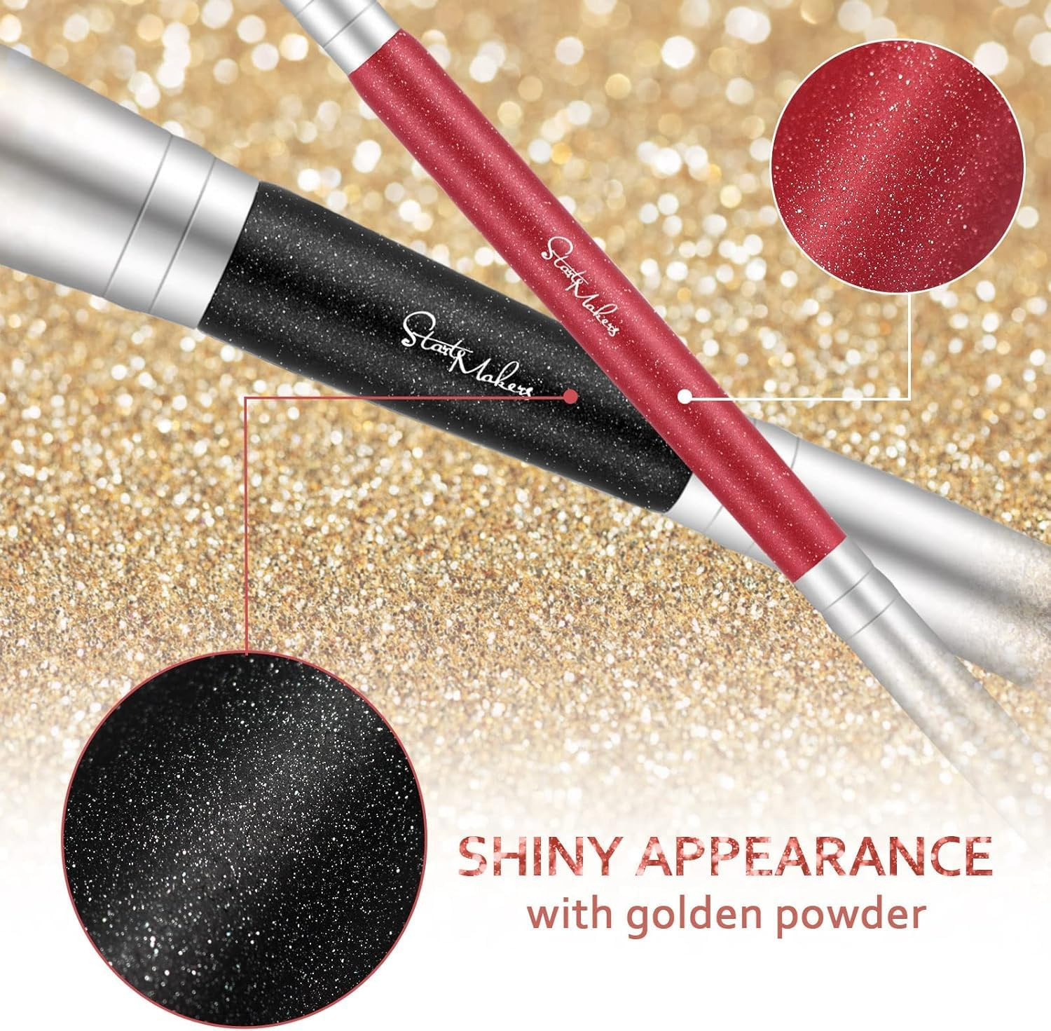 Start Makers Foundation Brush 2 Pcs Dual-Ended 2-In-1 Kabuki Makeup Brushes for Buffing, Blending, Sculpting, Highlight, Contouring - Rose Gold image number 5