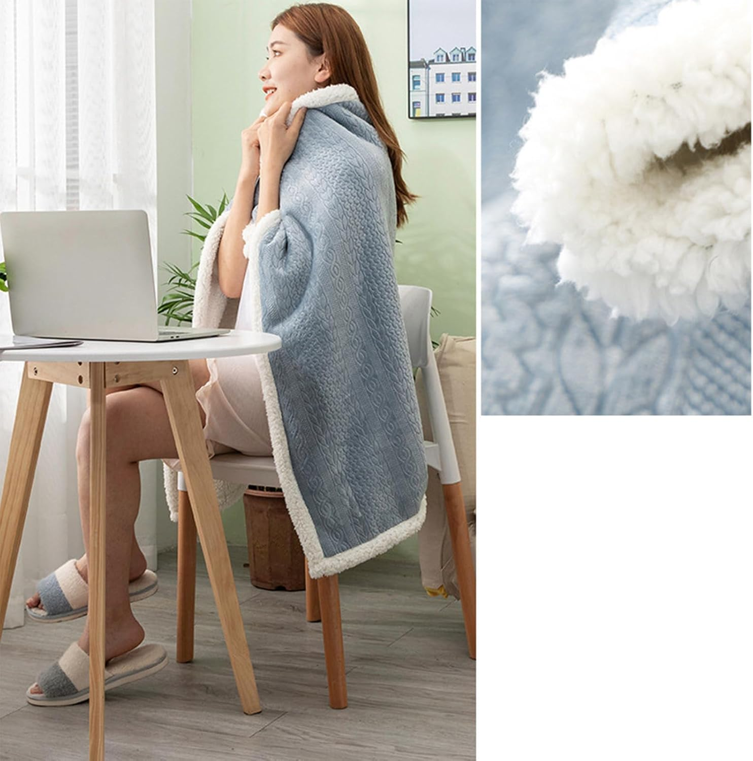 Blanket Wraps for Women | Button-Style Shawl,Winter Cloak Wrap,For Women Girls Ladies Wives Mothers Travelers Students Office Home Living Room Movie Nights Sporting Events Camping image number 5