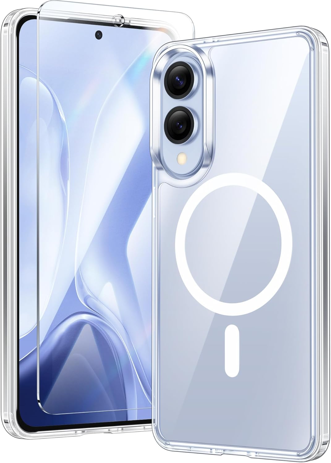 FNTCASE for Samsung Galaxy S25-Edge Case: Clear Magnetic Military Grade Drop Protection anti Yellowing Cell Phone Cover - Rugged Shockproof Protective Bumper Transparent Phonecase image number 3