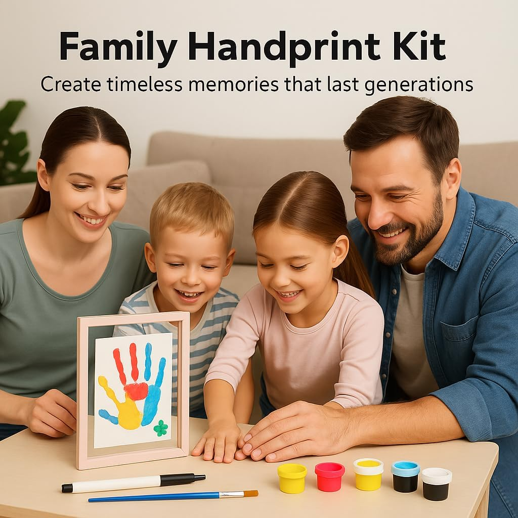SYGELER Family Handprint Kit,Diy Handprint Kit and Hand Print Photo Frame for Family Keepsake,Personalized Hand Print Ornament,Perfect Gifts for New Mom, Baby, Parents, Grandparents image number 1