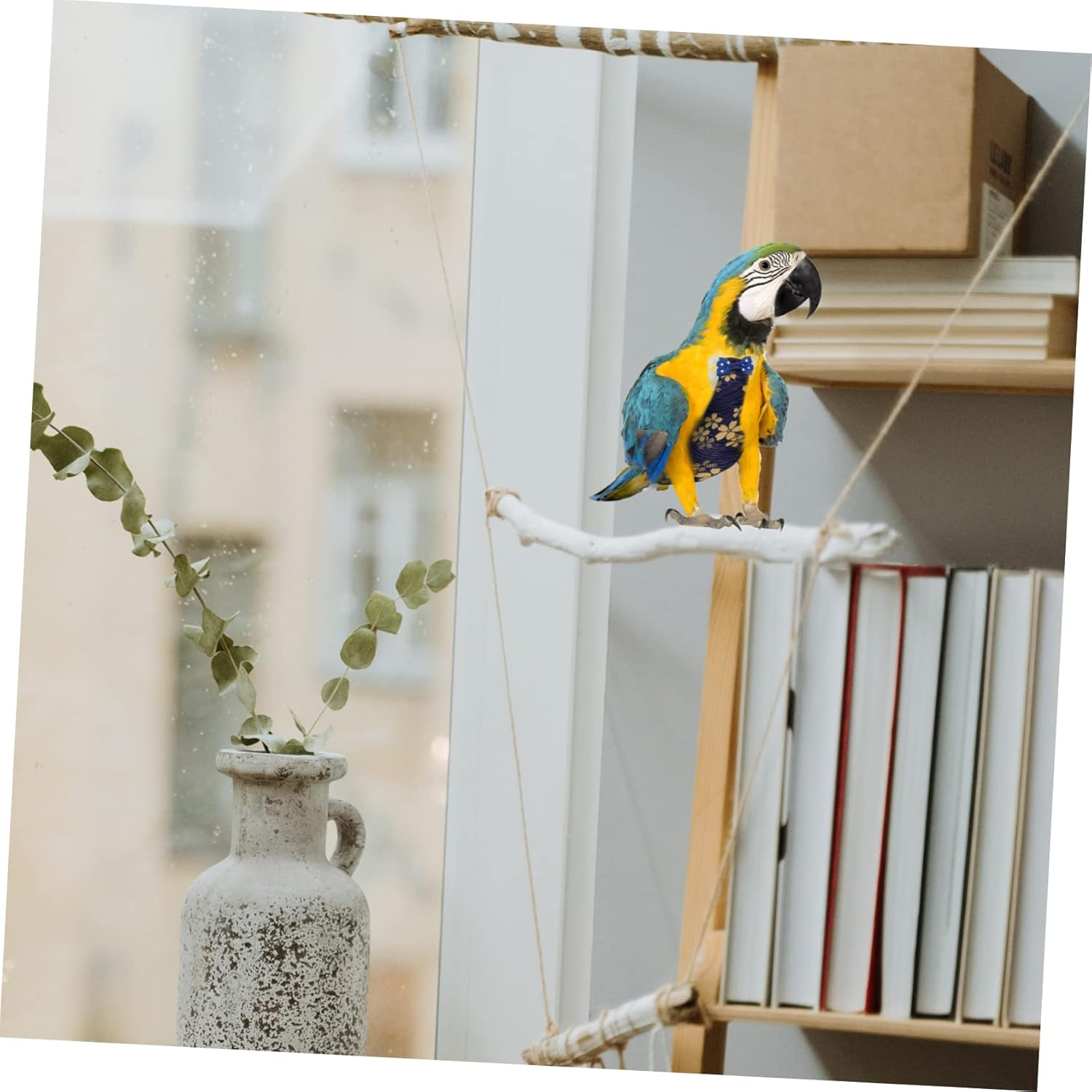 Parliky 2Sets Elegant Birds Diaper Cotton Pet Nappy Washable Comfortable for Parrots Reusable Daily Wear Party Holiday Fashion 2Pcs*2