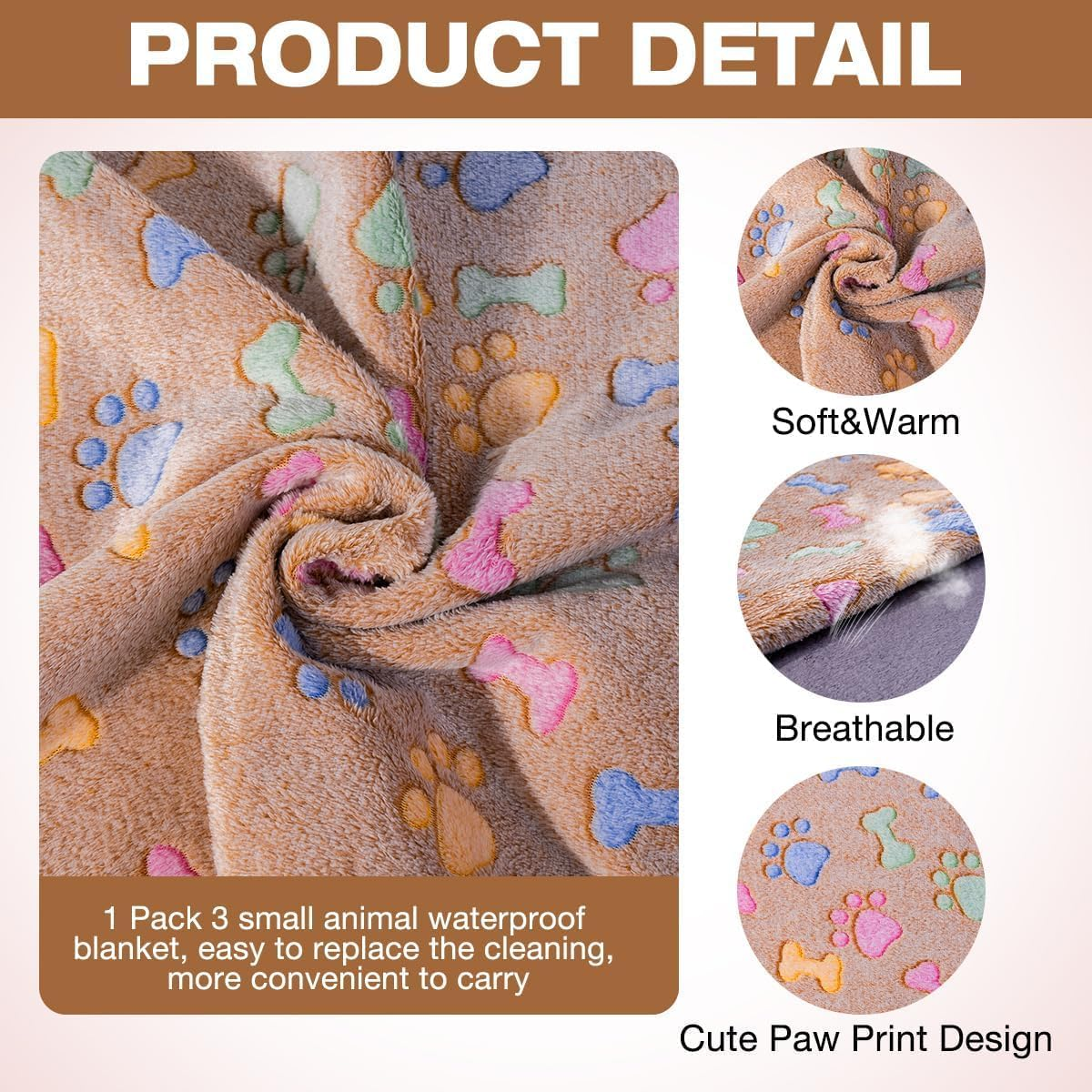 3Pcs Small Pet Sleep Blankets,Guinea Pig Blankets Small Animal Flannel Guinea Pig Cage Liners,Soft Puppy Sleep Blankets Small Puppy Sleep Blankets,Puppy Blankets Soft Warm Sleep Mat Puppy Blankets image number 5