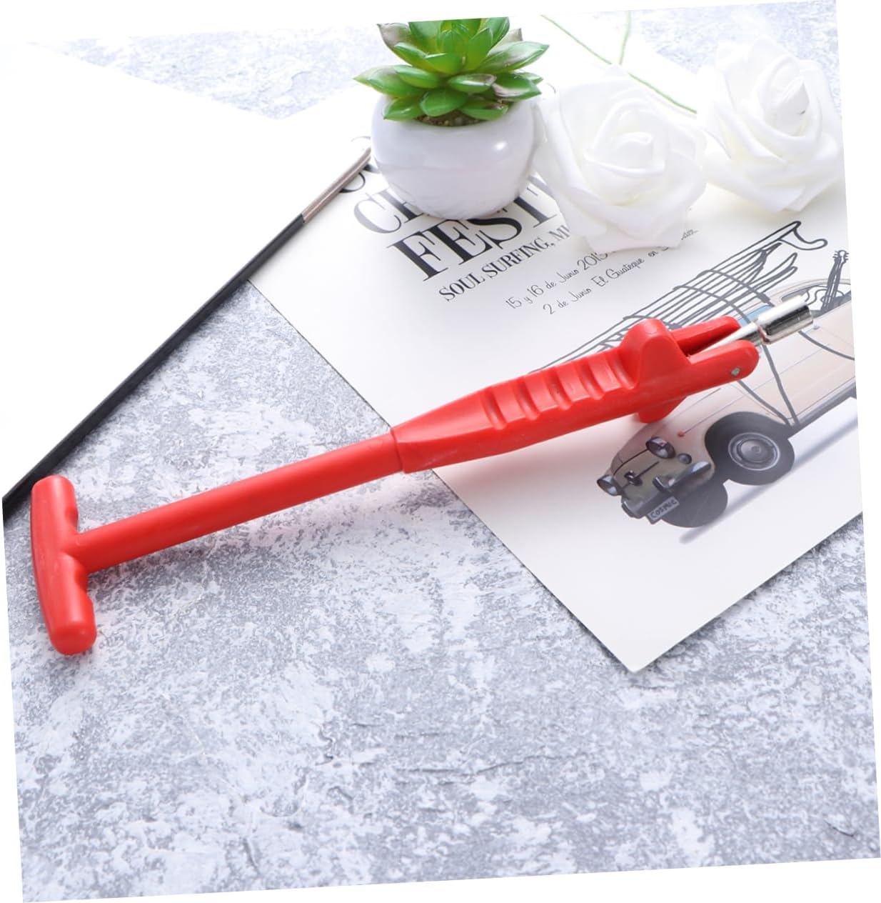 Beatifufu Valve Tool Kit for Automotive Tyre Mouth Repair Tool Plastic Handle Nonslip Steel Shaft Easy Installation Removal image number 2