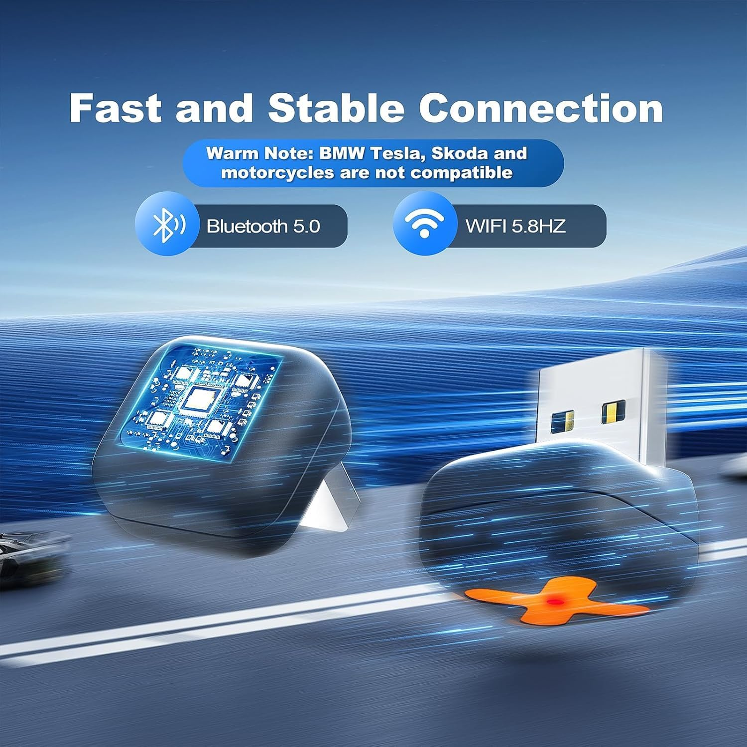 2 in 1 Wireless Carplay Adaptor & Android Auto Adaptor for Iphone/Android, 2025 Mini Portable Car Dongle for Cars with OEM Wired Carplay/Aa from 2016, Stable Car Control & No Delay image number 3