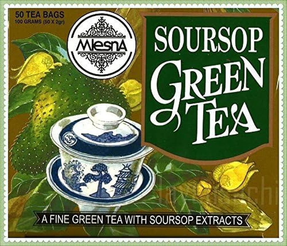 Mlesna Pure Ceylon Soursop Green Tea 50 Tea Bags Box. (100G) image number 1