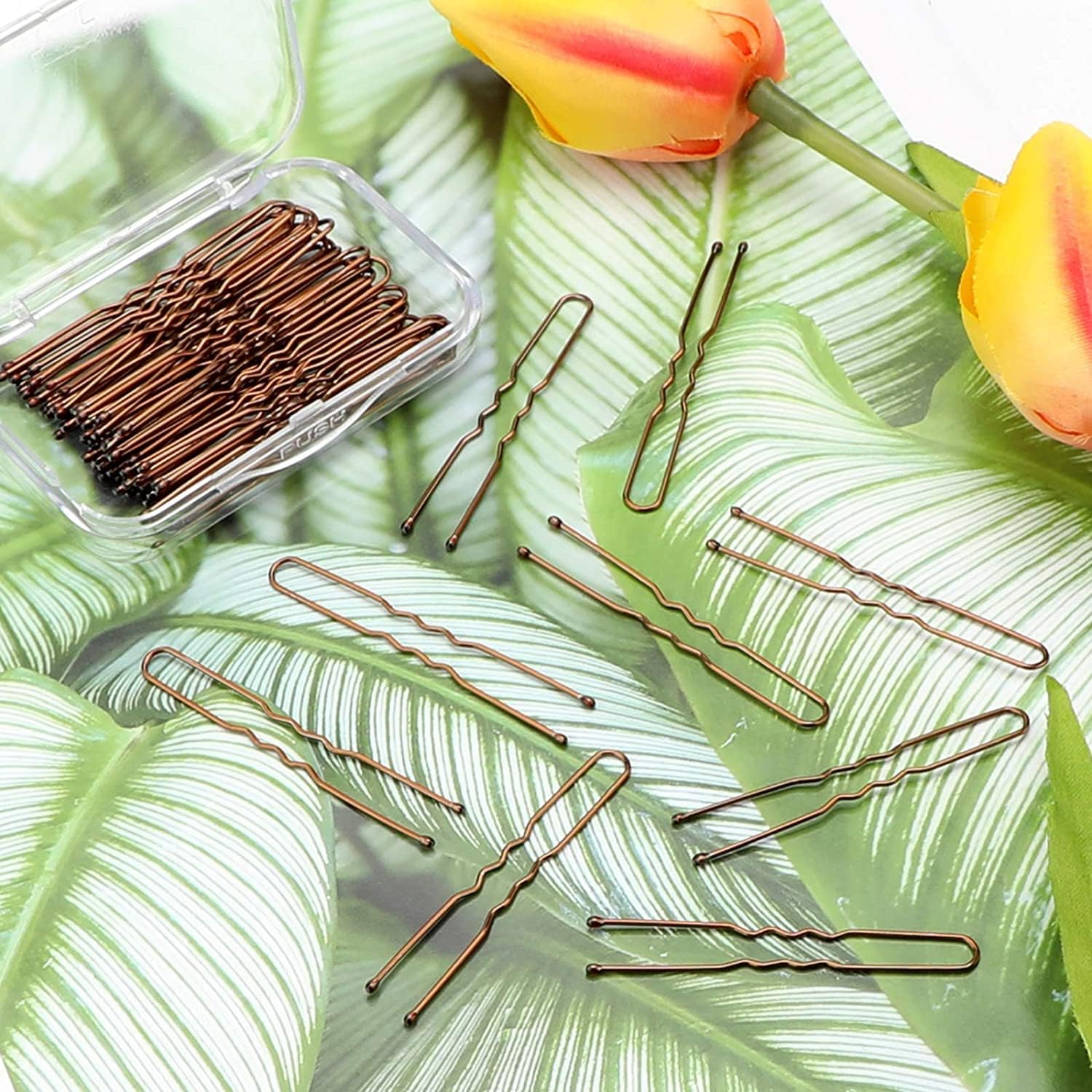 AIEX 50 Pieces U-Shaped Hair Pins Kit Hair Clips Secure Hold Hair Clips for Women Girls and Hair Salon (Brown) image number 2