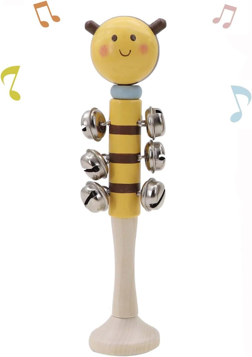 Kaper Kidz - Wooden BEE Bell Stick | Musical Clutch Toy for Babies and Toddlers