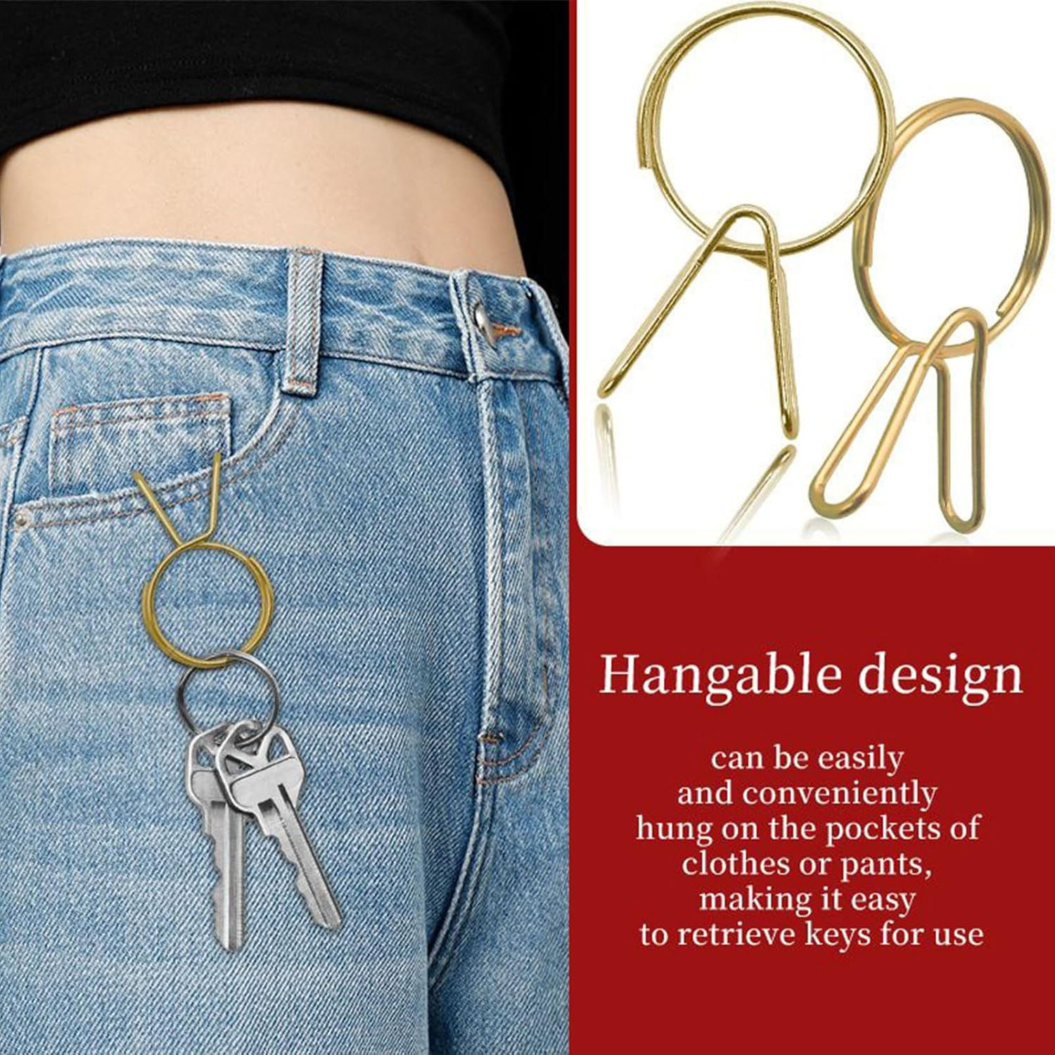 Compact Key Holder,Clip on Key Organizer | Compact Ring for Men Home Work Car Belt Travel Purse Pocket Wallet Security Pants Pocket Travel Purse image number 4