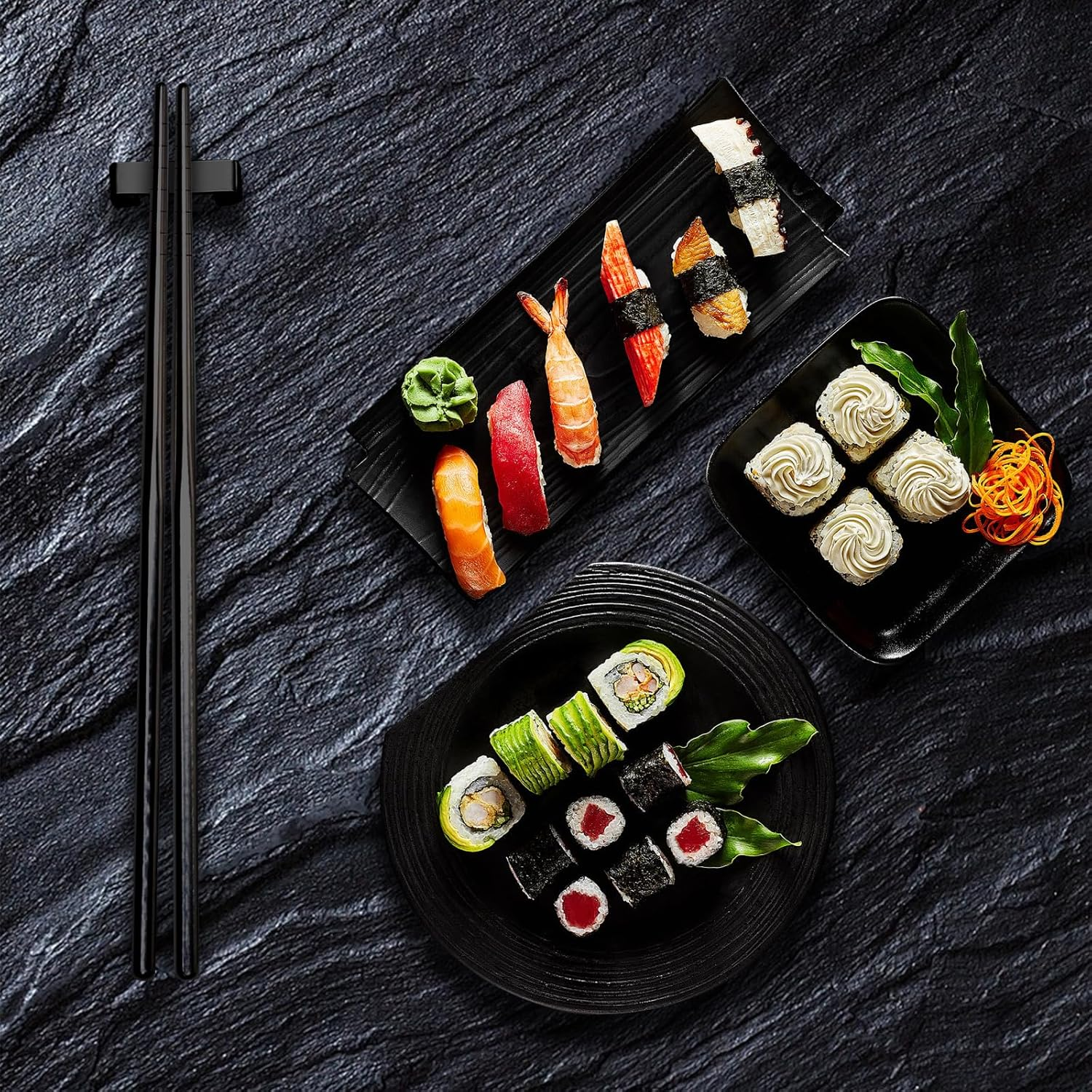 Portable Stainless Steel Flatware Set, 8-Piece Including Knife Fork Spoon Chopsticks Cleaning Brush Straws Portable Case, Stainless Steel Flatware Set （Black） image number 3