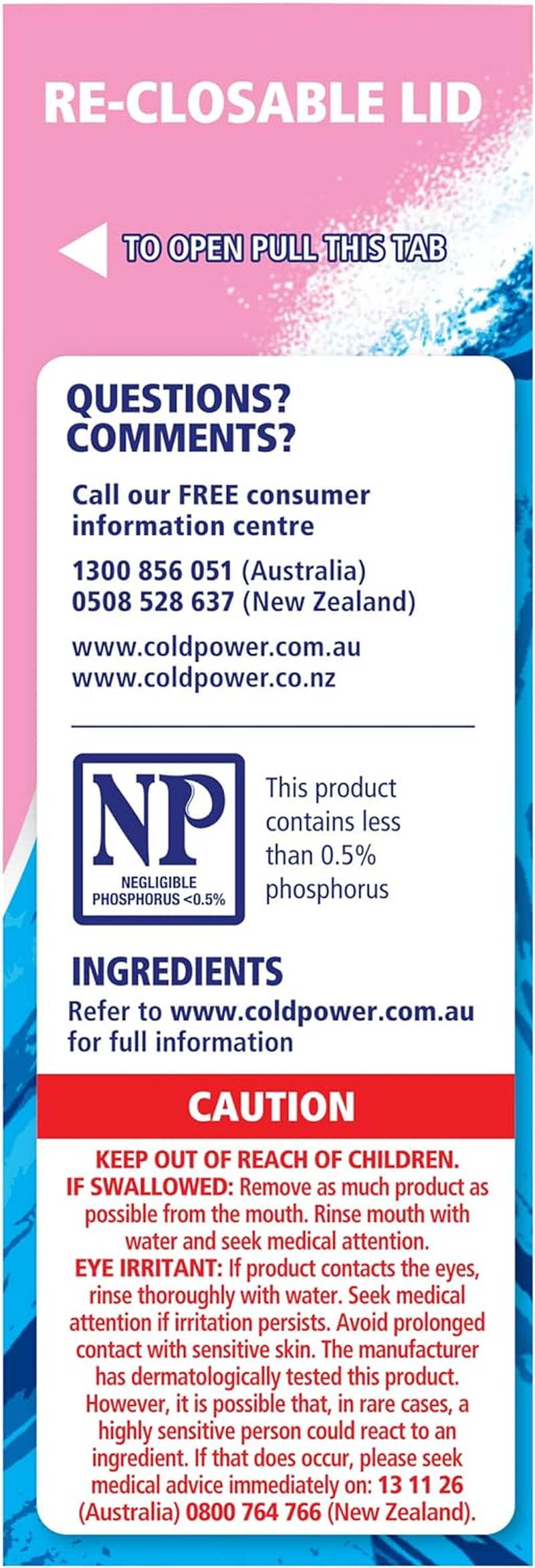 Cold Power Sensitive Pure Clean, Powder Laundry Detergent, 2Kg, Suitable for Front and Top Loaders image number 5