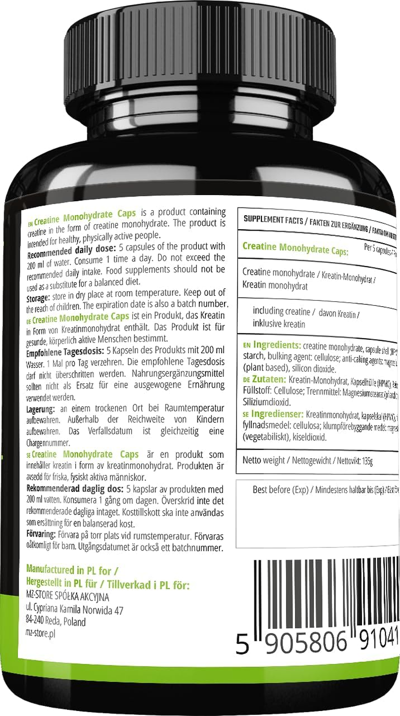 Creatine Monohydrate 3500 Mg per Serving - 150 Capsules - 1 Month Supply - by MZ image number 3