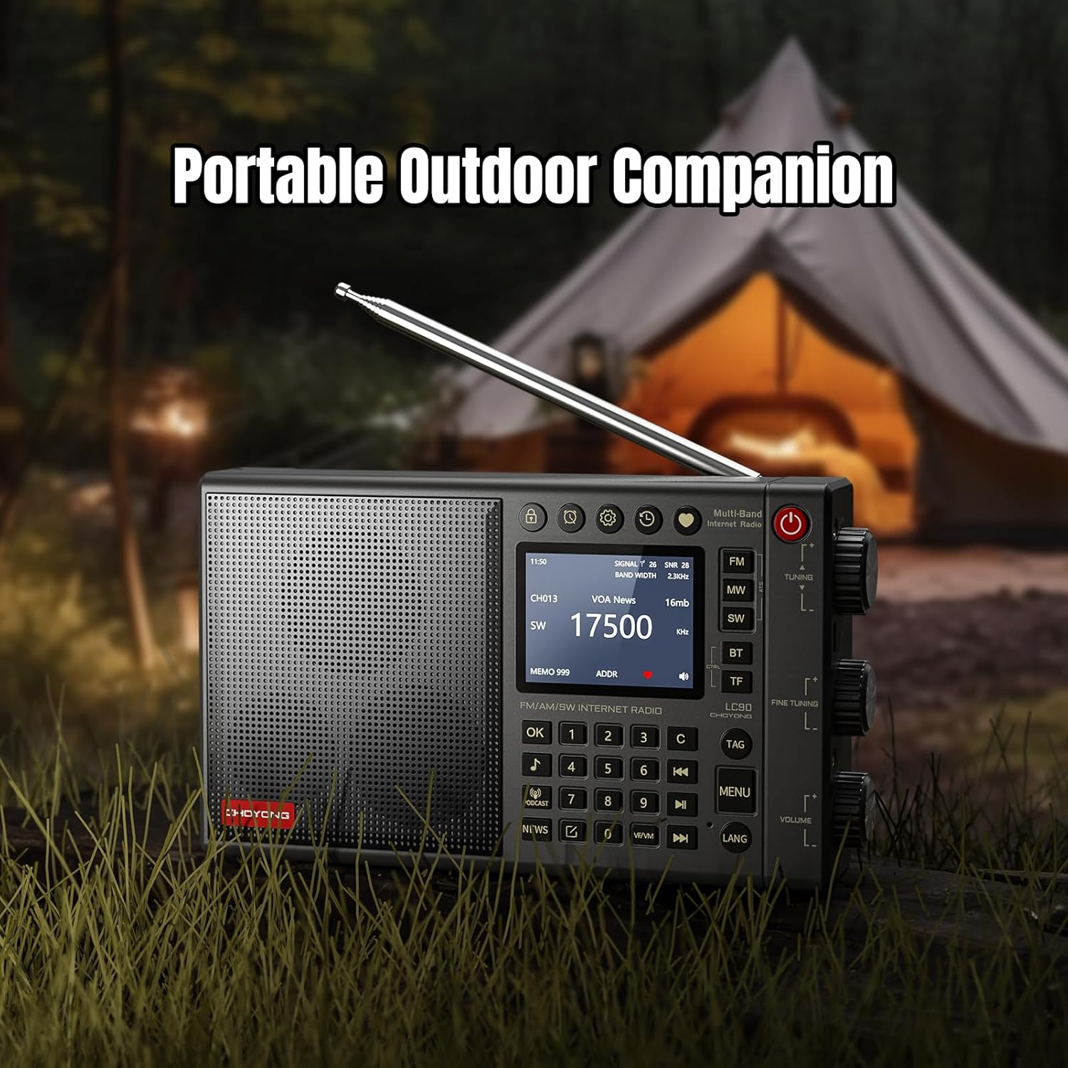 CHOYONG LC90 Wi-Fi/4G Internet Radio, Portable FM/LW/MW/SW Radio with Rechargeable 5000Mah Battery, 40K Radio Stations, BT Speaker, Alarm Clock, 15W Stereo Speakers, Support TF Card image number 4