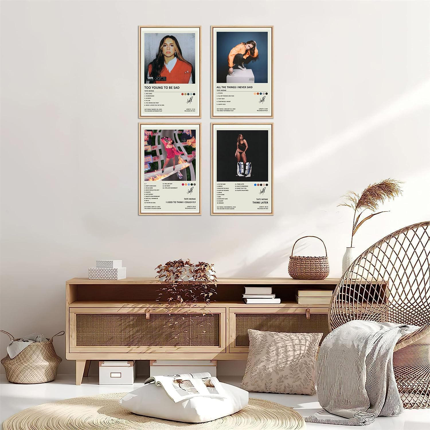 BBDVKQ Tate Mcrae Poster Album Cover Limited Edition Posters (Set of 4) Unframed 8In X 12In(20X30Cm) Canvas Poster Wall Art Decor Print Picture Paintings for Living Room Bedroom Decoration image number 1