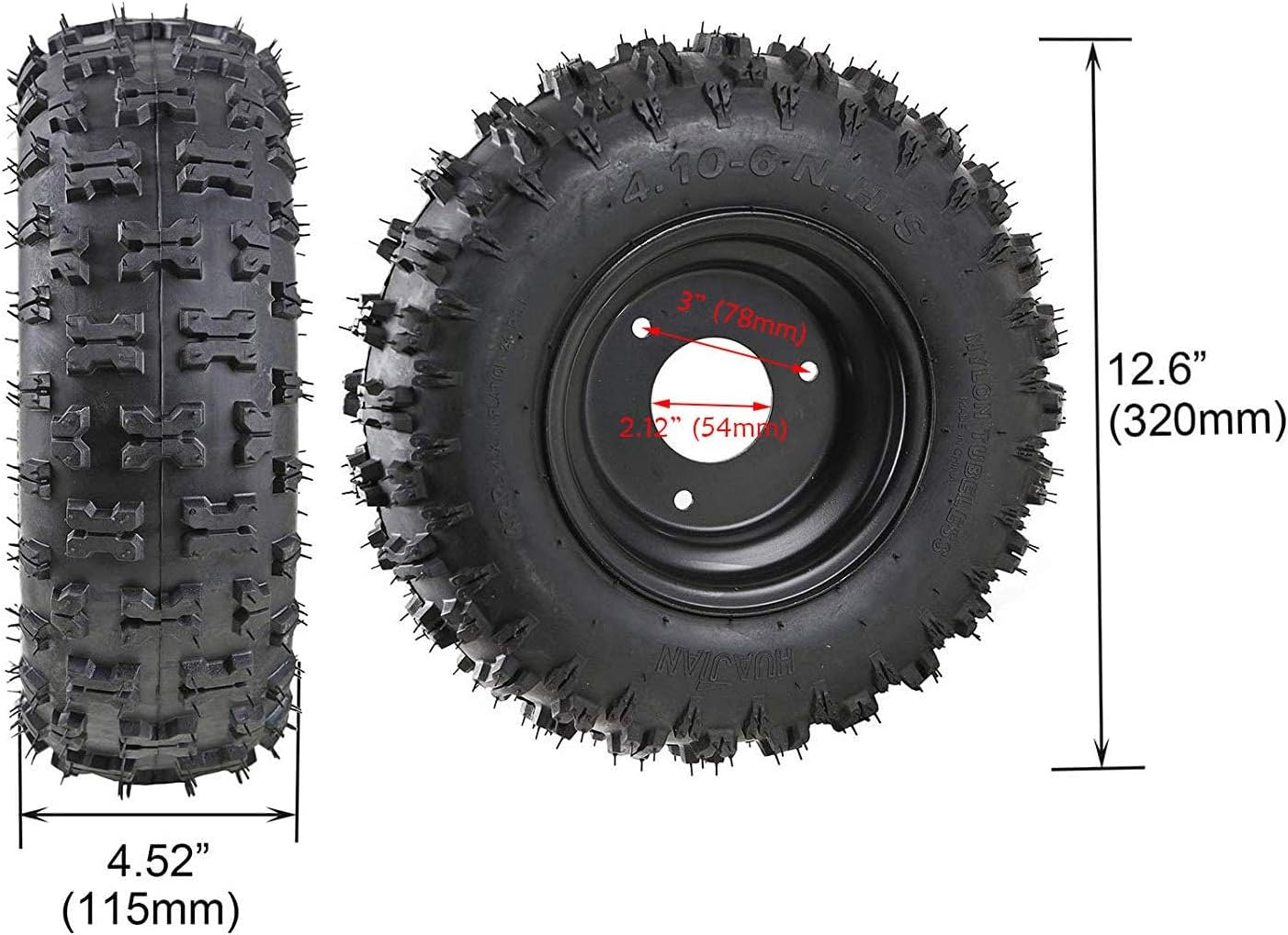 YC Yier 32" Go Kart Rear Live Axle Kit, DIY Parts, 4.10-6" Wheels Tires Rims, Brake Assembly, 3 Stud Wheel Hubs, 428 Sprocket for Mini Bike Drift Trike Golf Cart ATV Quad Buggy image number 6