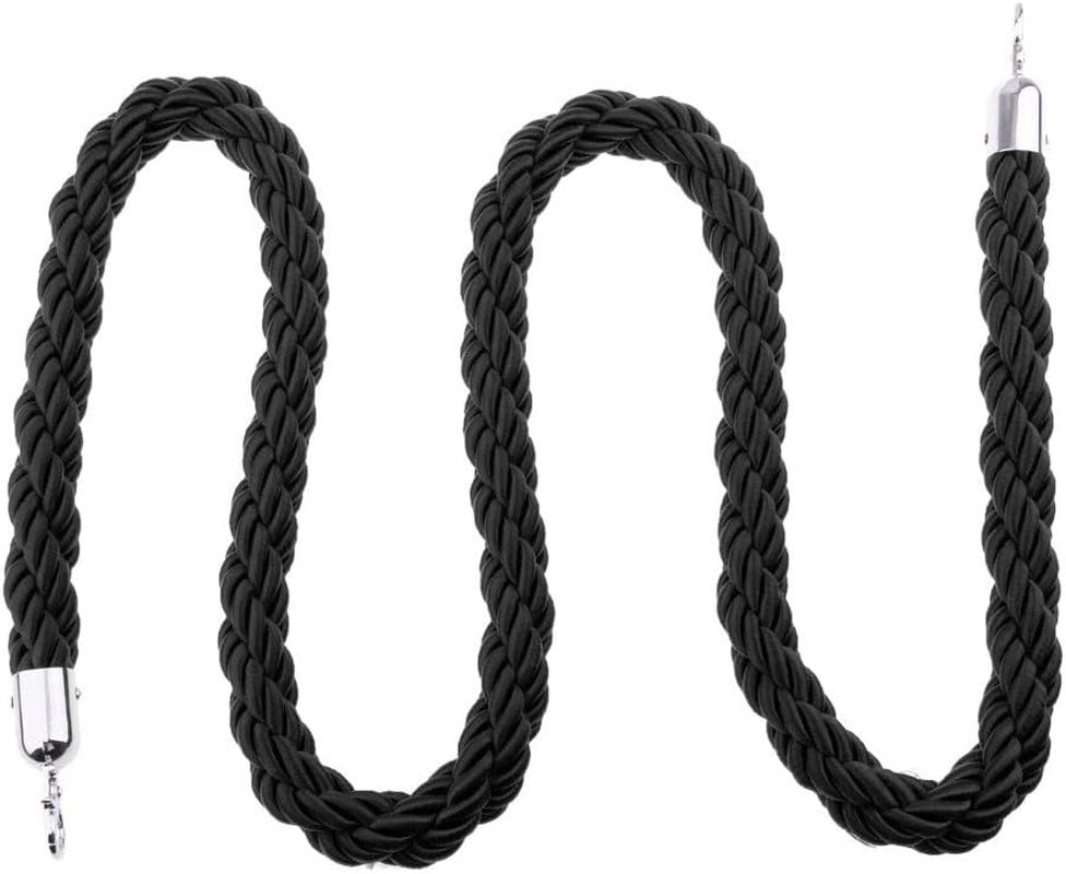 1.5M Stanchion Ropes for Control Post Rope Crowd Queue Line Barrier (Black Rope with Chrome End) image number 5