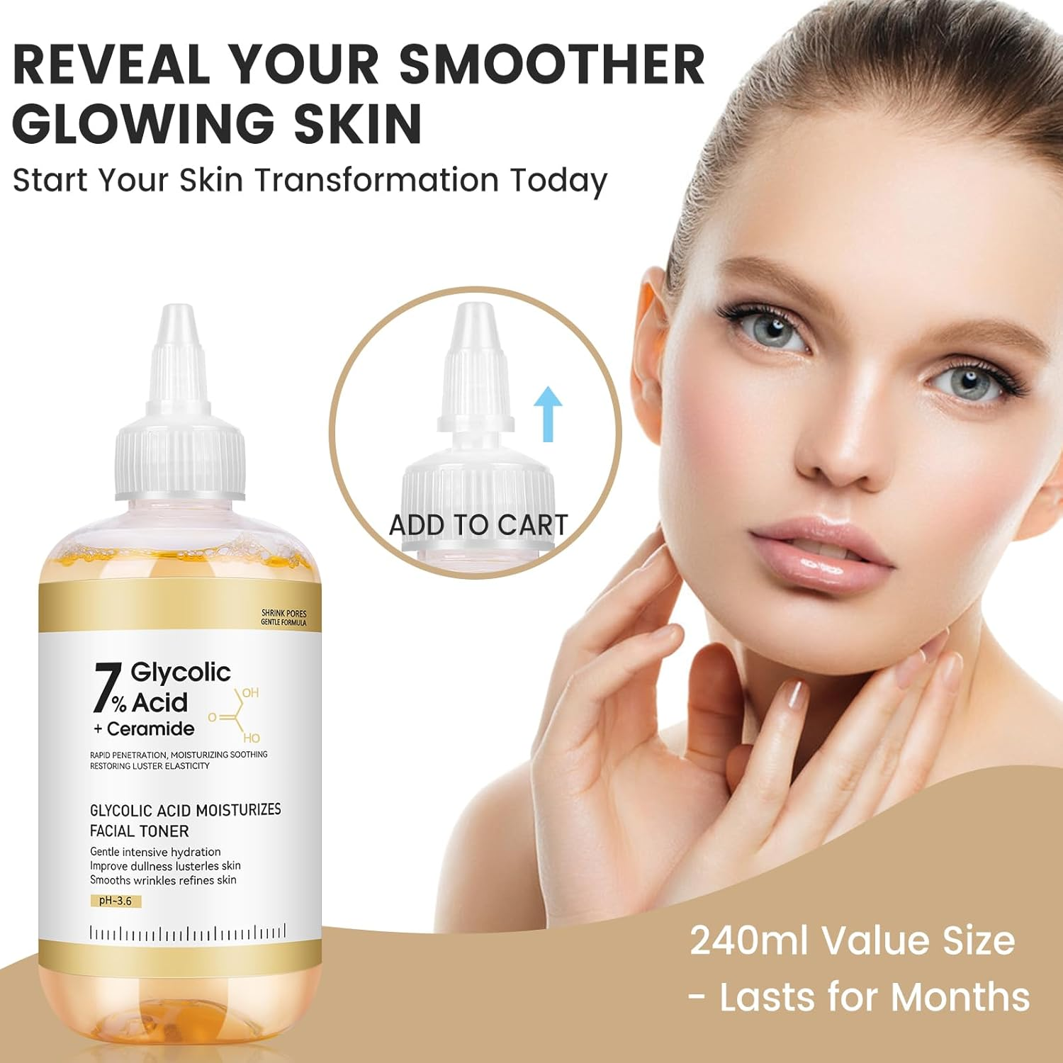 Glycolic Acid 7% Toning Solution 230Ml &ndash; Exfoliating Facial Toner for Brightening, Pore Refining & Skin Texture Improvement,Alcohol-Free