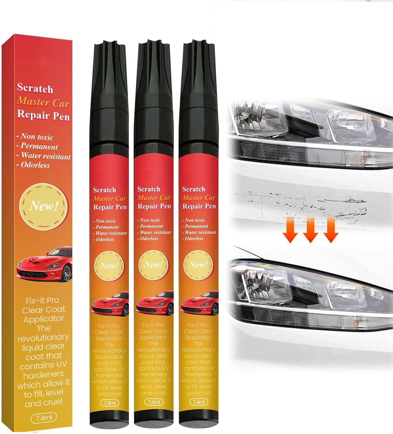 All Cars Magic Pen for Car Scratches, Automotive Touchup Paint, Magic Car Scratch Removal Pen, Weatherproof Touch up Paint Pens, Quick and Easy Scratch Repair Pens for Cars (2Pc)