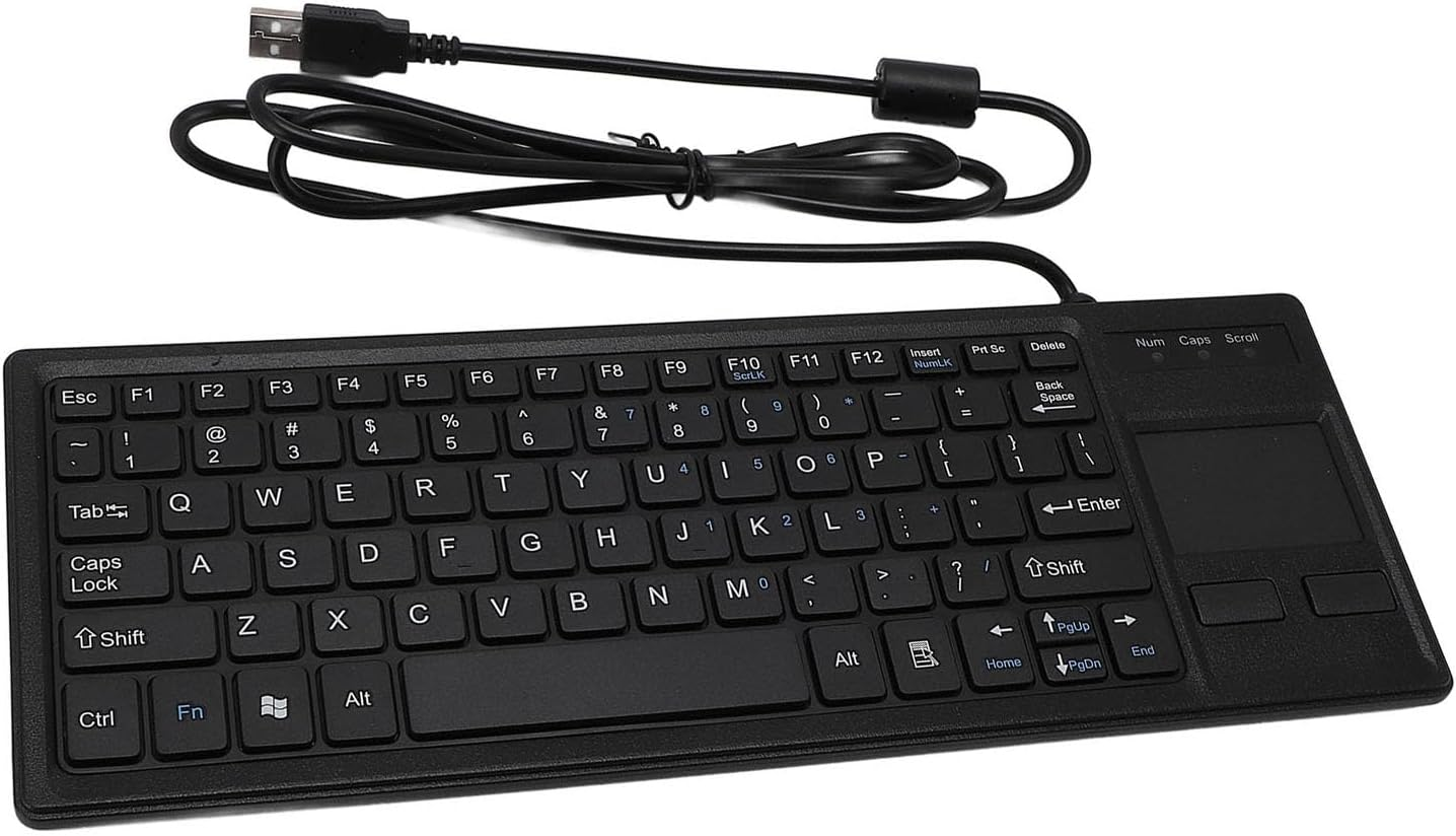Compact Touchpad USB Wired Keyboard with USB Hub, IP68 Waterproof Ultra Thin Industrial Keyboard for Laptop Notebook PC image number 3