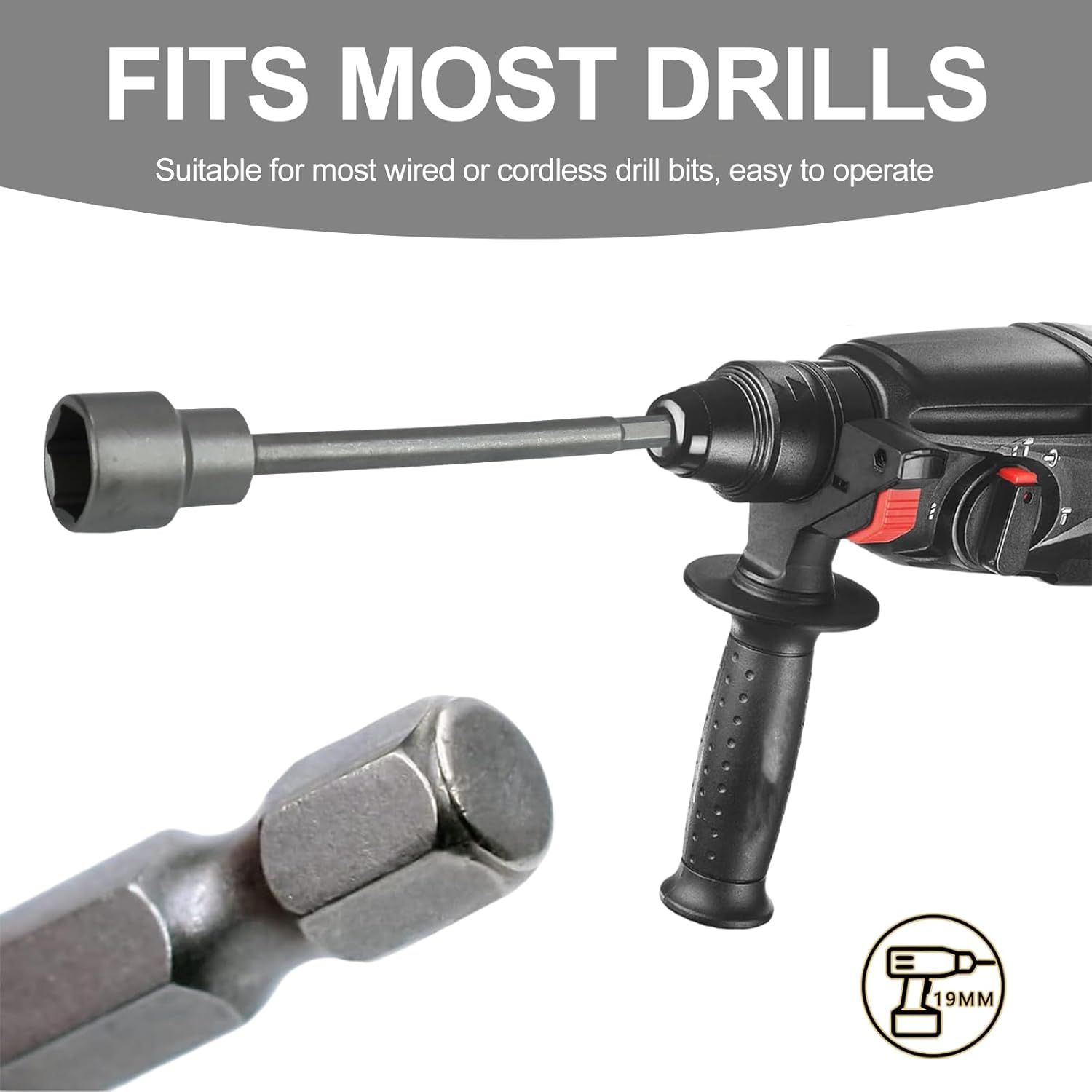 Caravan Leg Winder Drill Attachment Caravan Leg Winder 19Mm Socket Caravan Extension Drill Attachment Adapter for Caravans and Mobile Homes image number 5