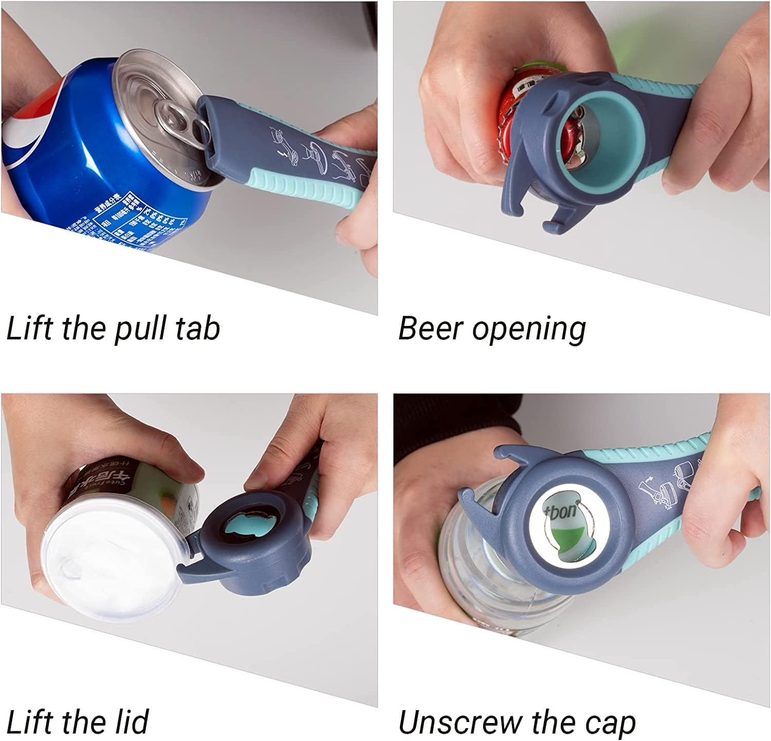 MAEXUS 4 in 1 Jar Opener Kit for Seniors with Arthritis, 5 in 1 Multi-Function Bottle Can Opener Set for Weak Hands, Grip Lid Twist Gripper