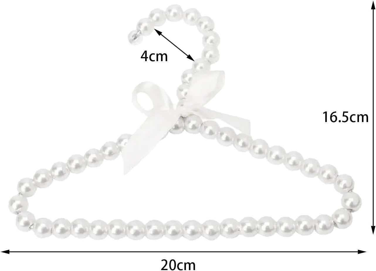 3 Pack Small Pearl Beads Metal Elegant Clothes Hangers for Kids Children Pet Dog (White) image number 6